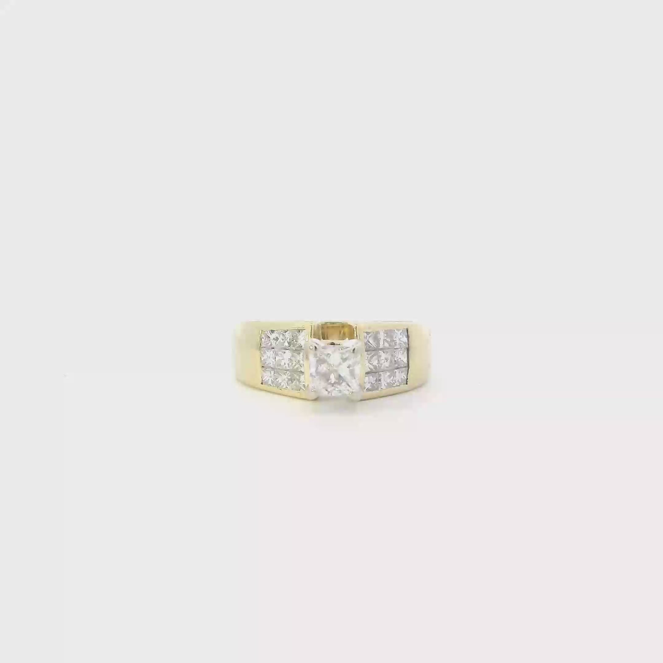 18K Yellow Gold Diamonds Womens Ring - 1.53ct
