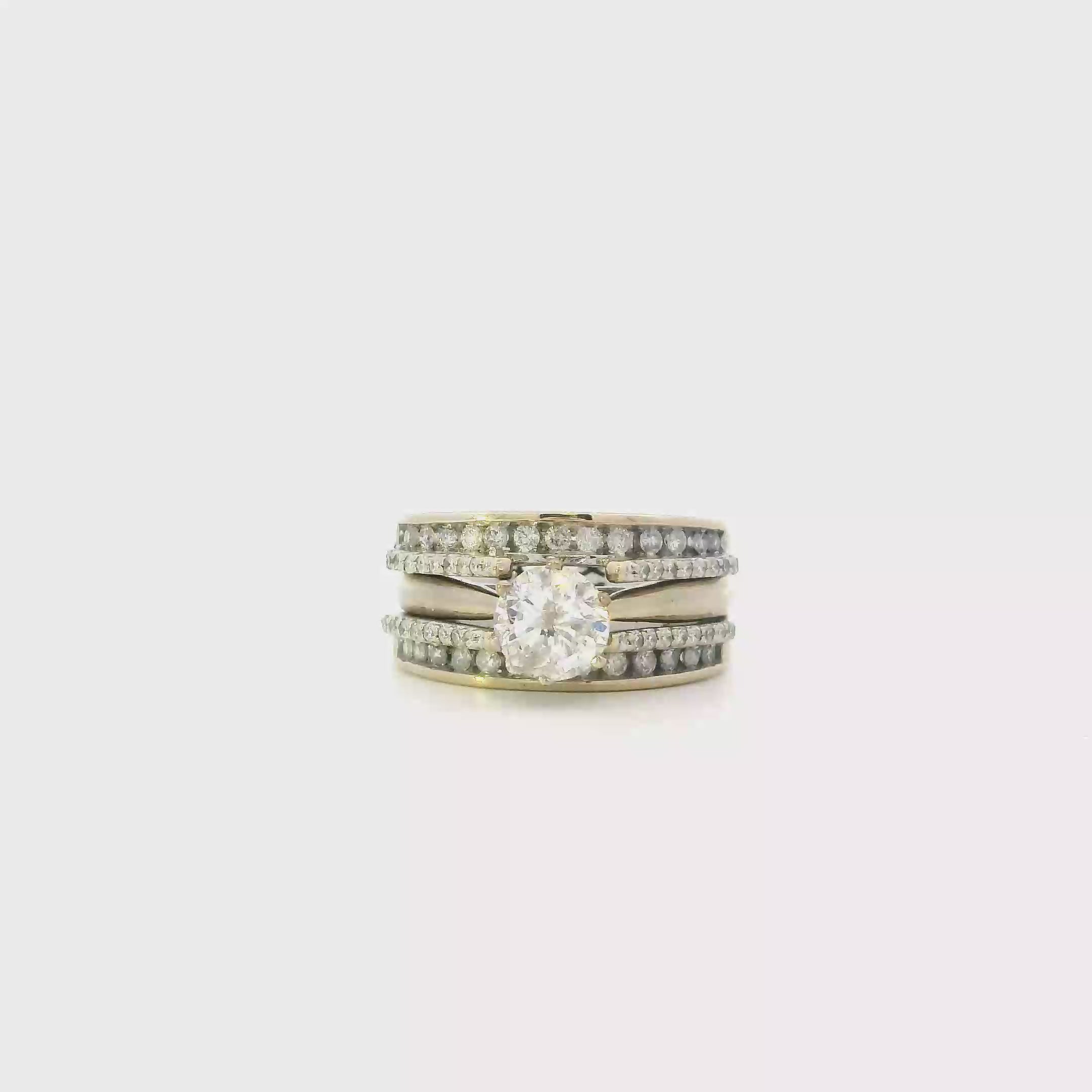 14K White Gold Diamond Women's Engagement & Wedding Ring Set -1.39ct