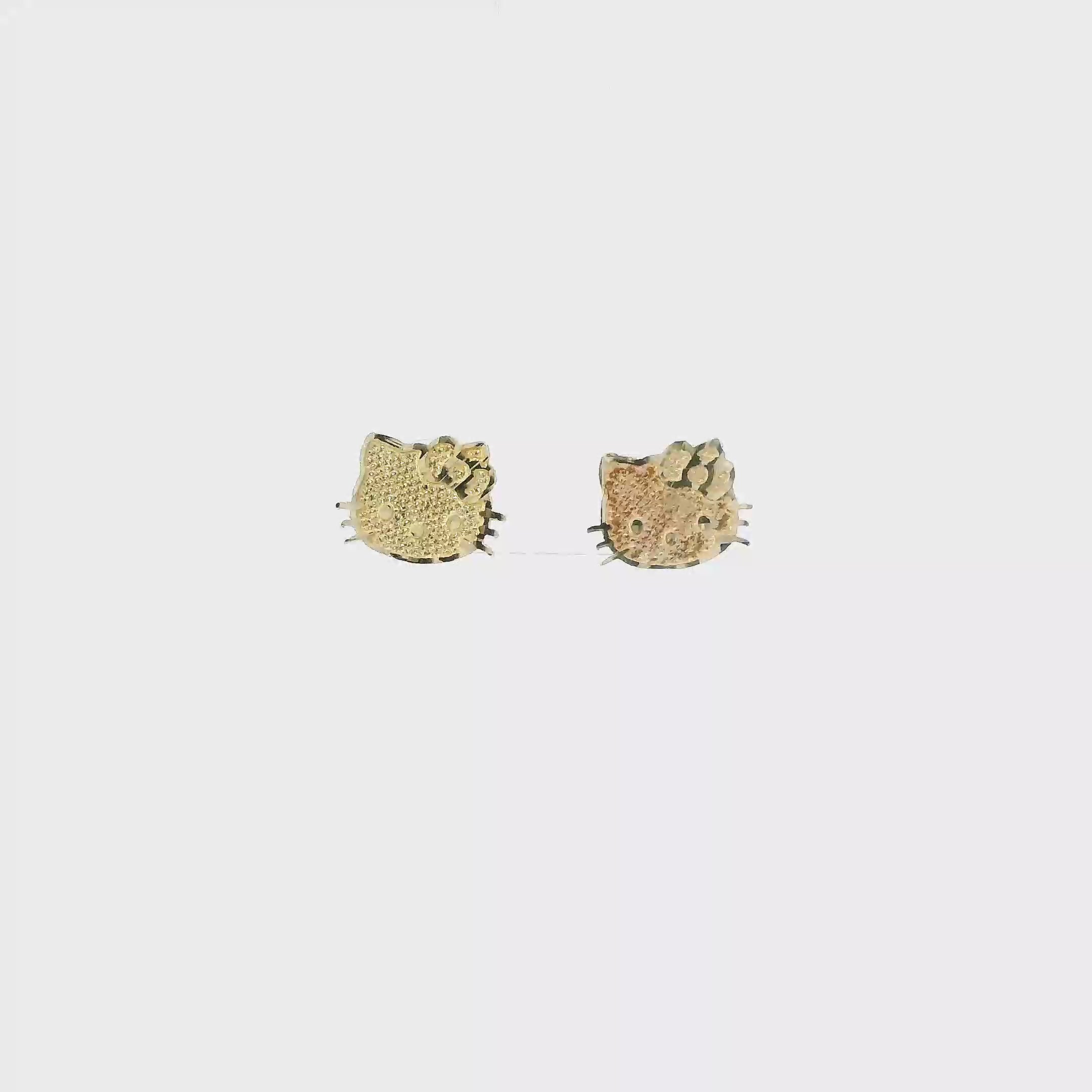 10K Yellow Gold Hello Kitty Stud Earrings