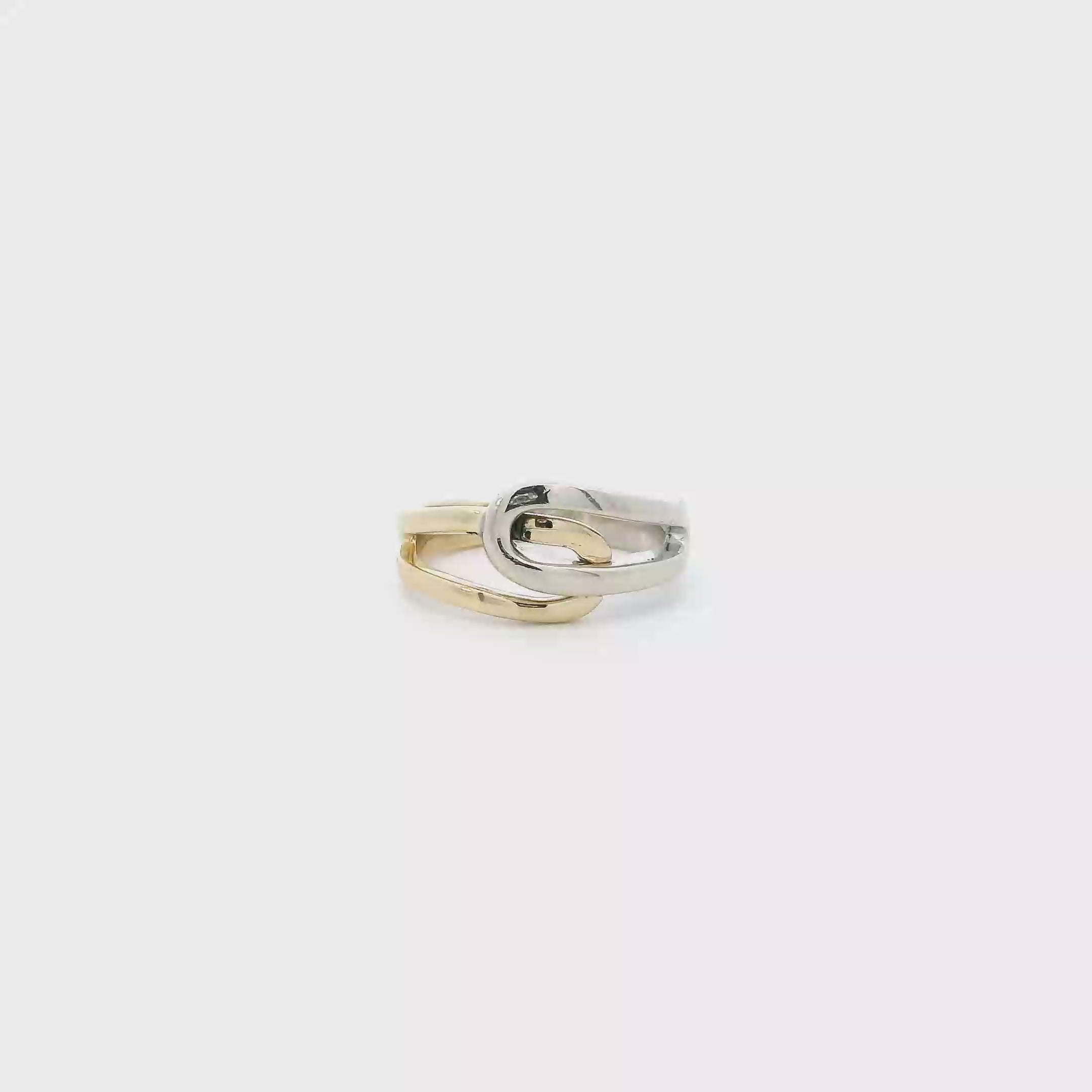 14K Yellow & White Gold Interlocking Womens Ring