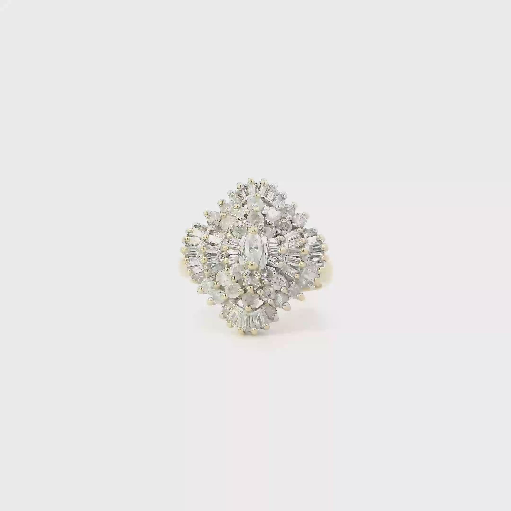 14K Yellow Gold Diamond Womens Ring - 0.77ct