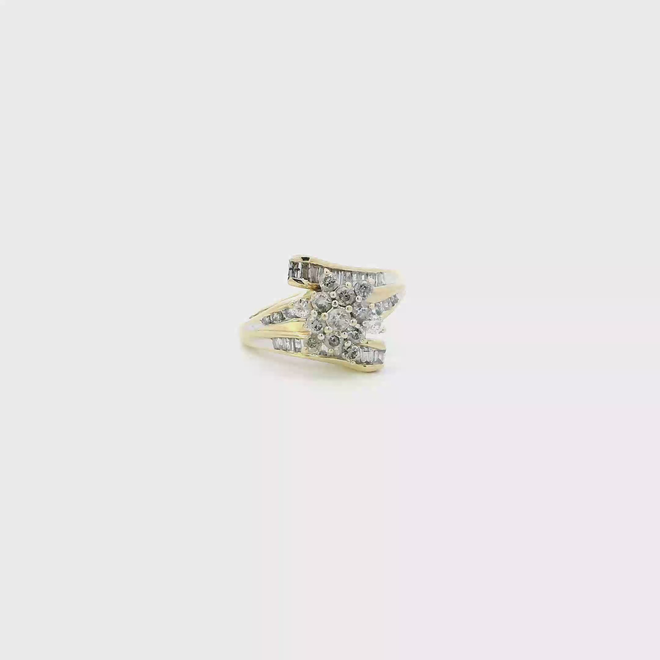 10K Yellow & White Gold Diamond Womens Ring - 1.00