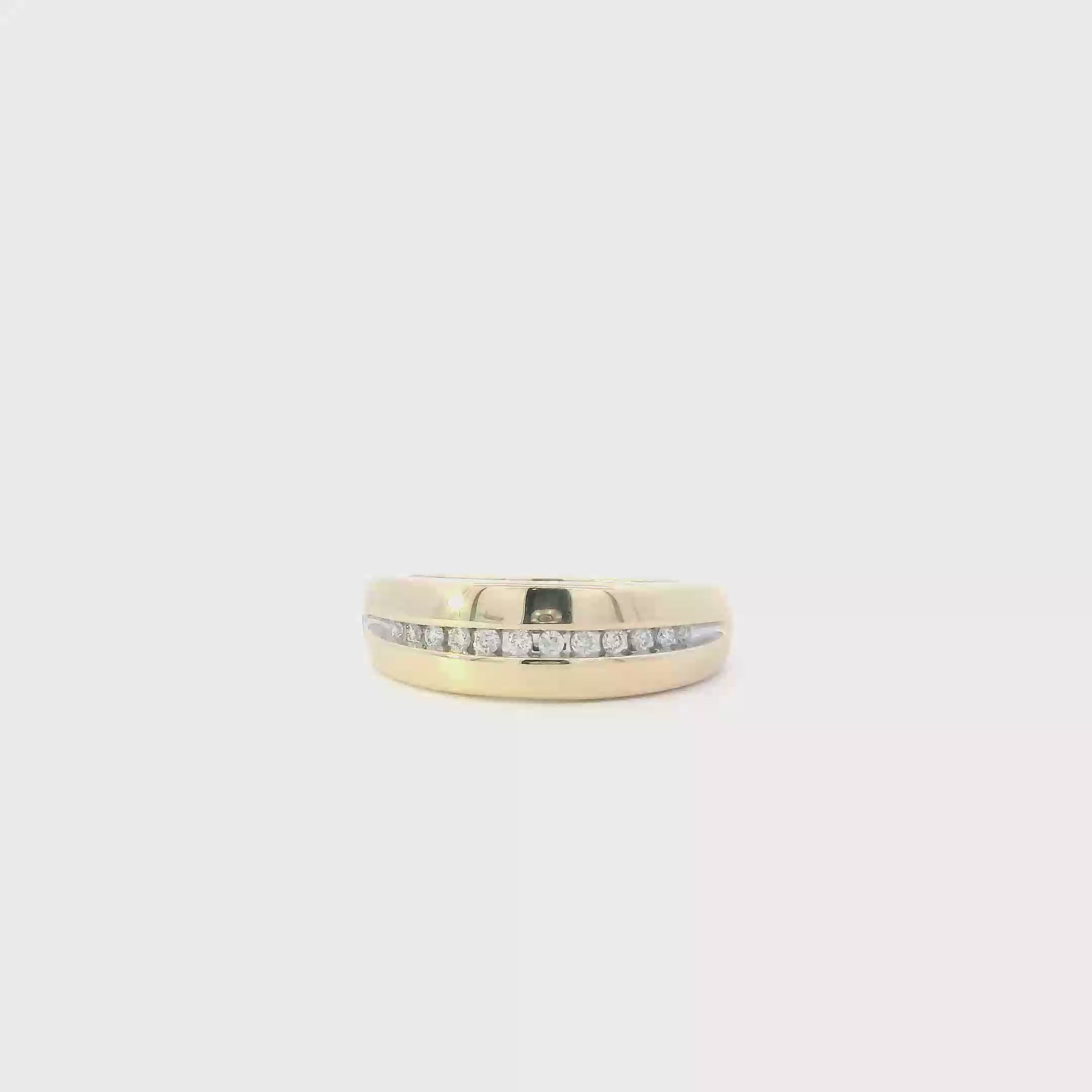 14K Yellow Gold Diamonds Mens Ring - 0.18ct