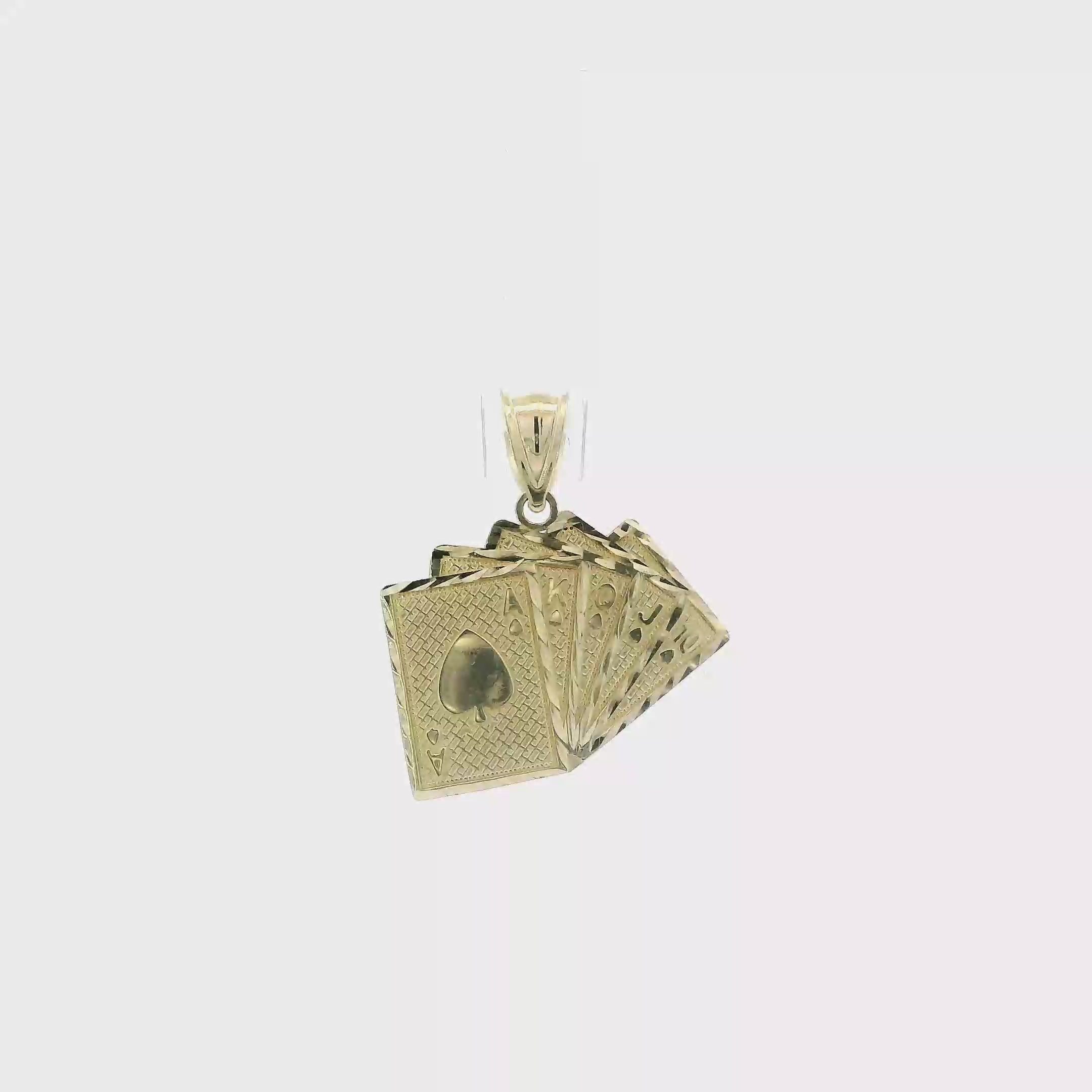 10K Yellow Gold Card Deck Pendant