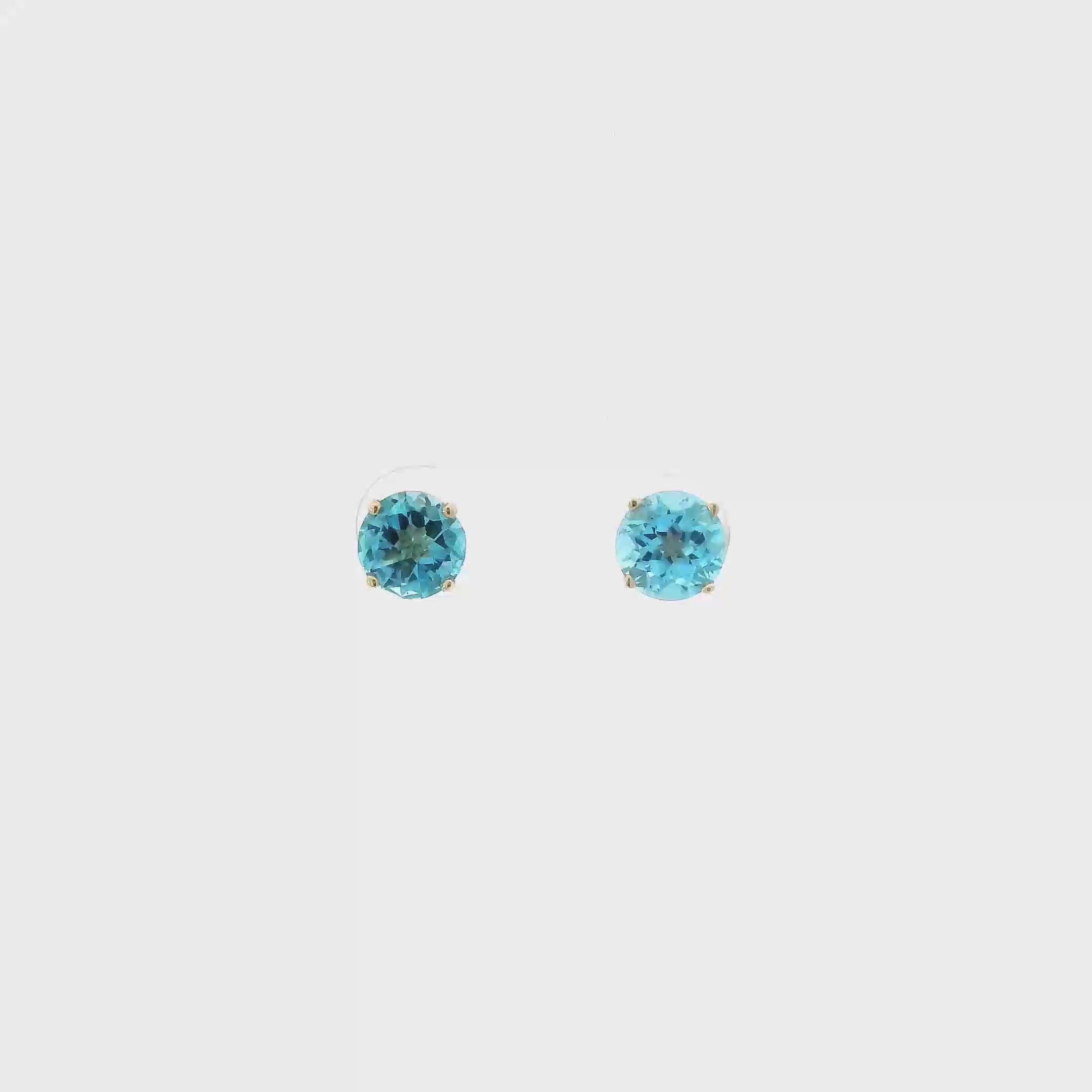 14K Yellow Gold Blue Topaz Earrings