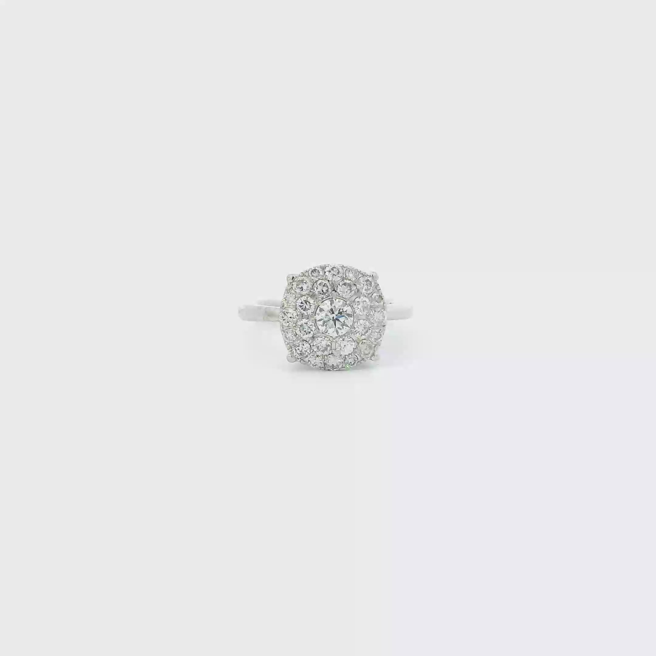 14K White Gold Circle Diamond Womens Ring - 0.97ct