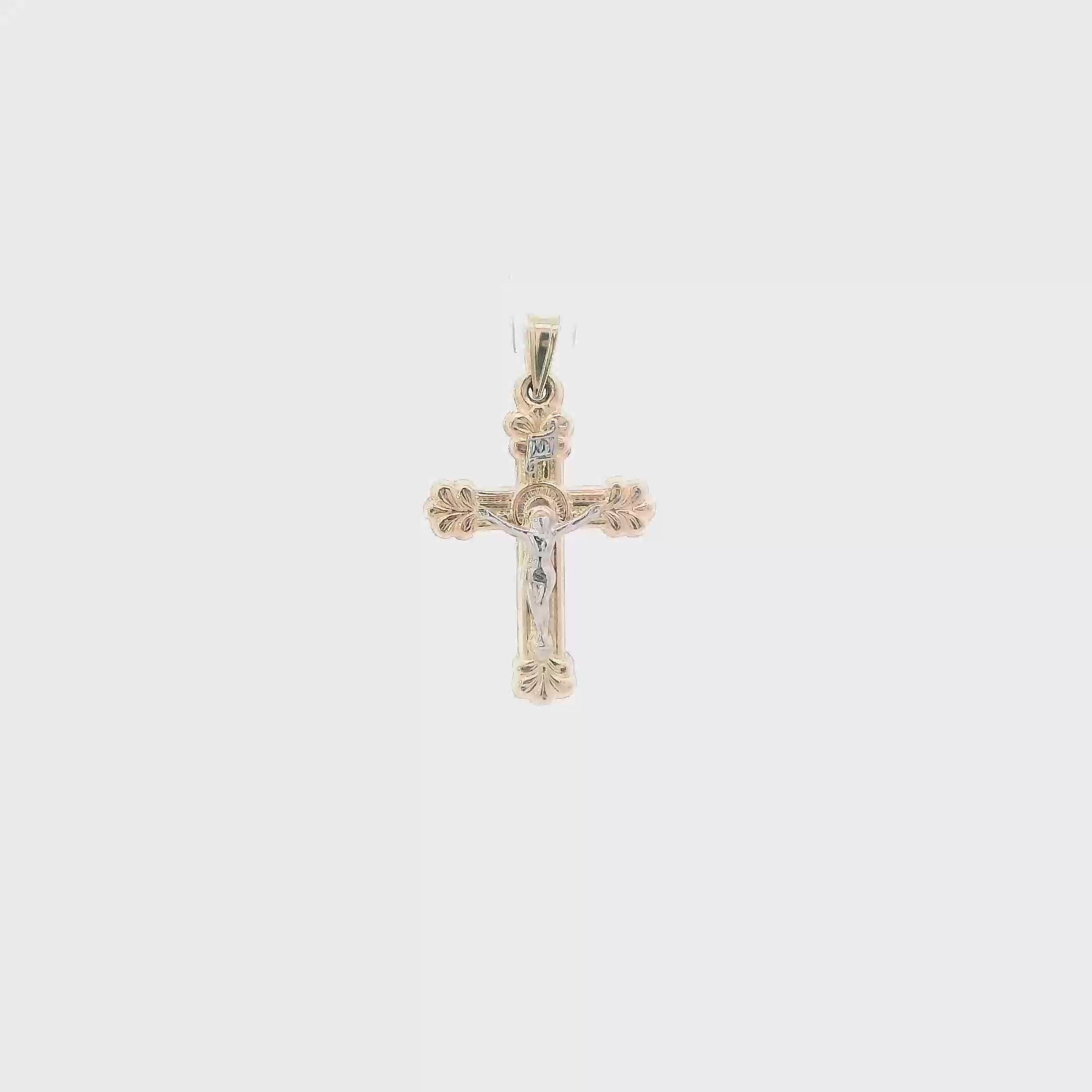 14K Yellow & White Gold Crucifix Pendant