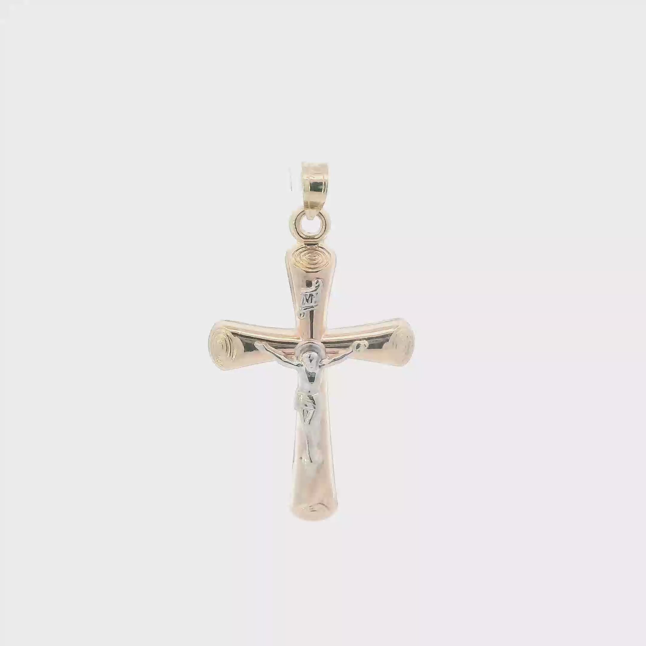 14K Yellow & White Gold Crucifix Pendant
