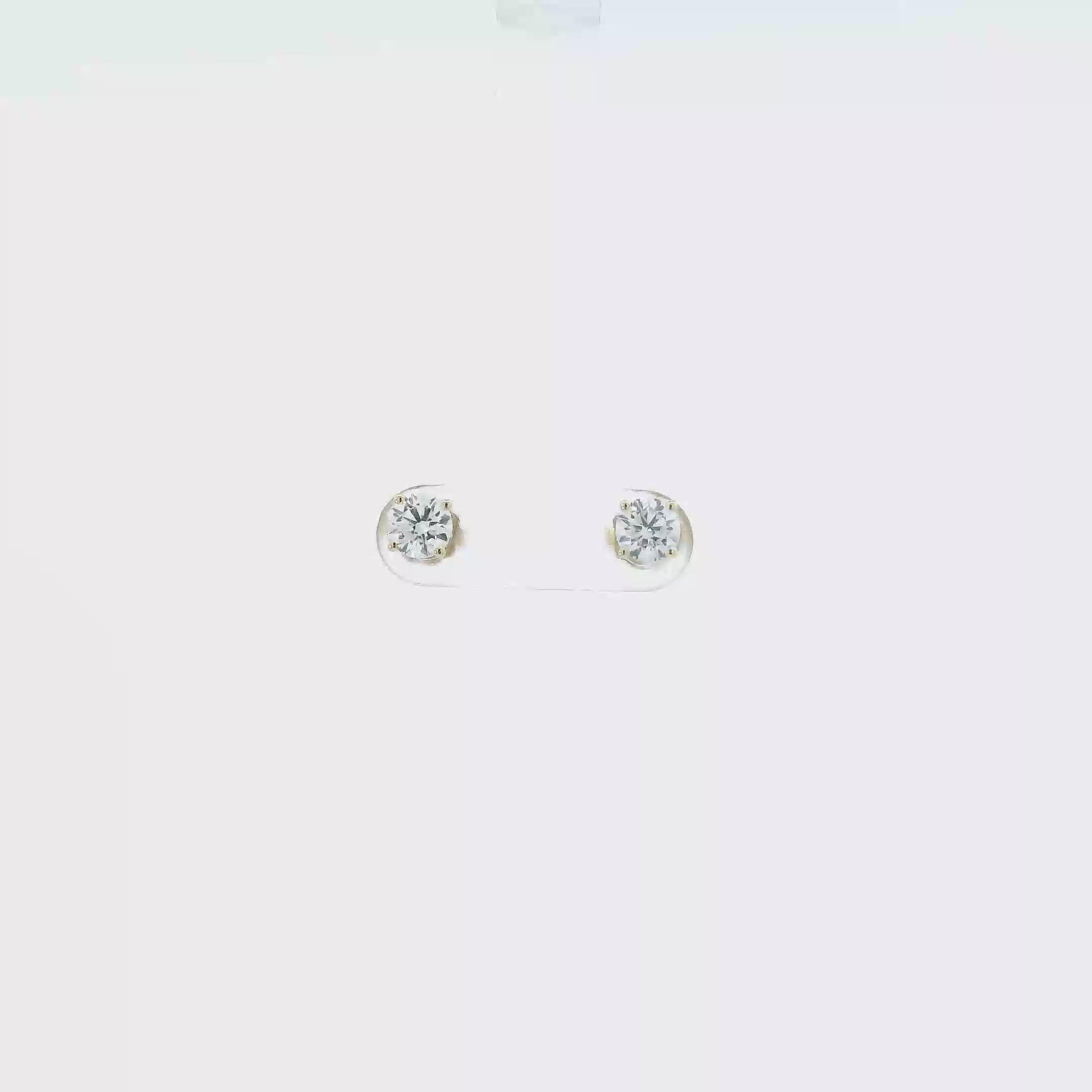 14K Yellow Gold Lab Grown Diamond Solitaire Earrings - 1.00ct