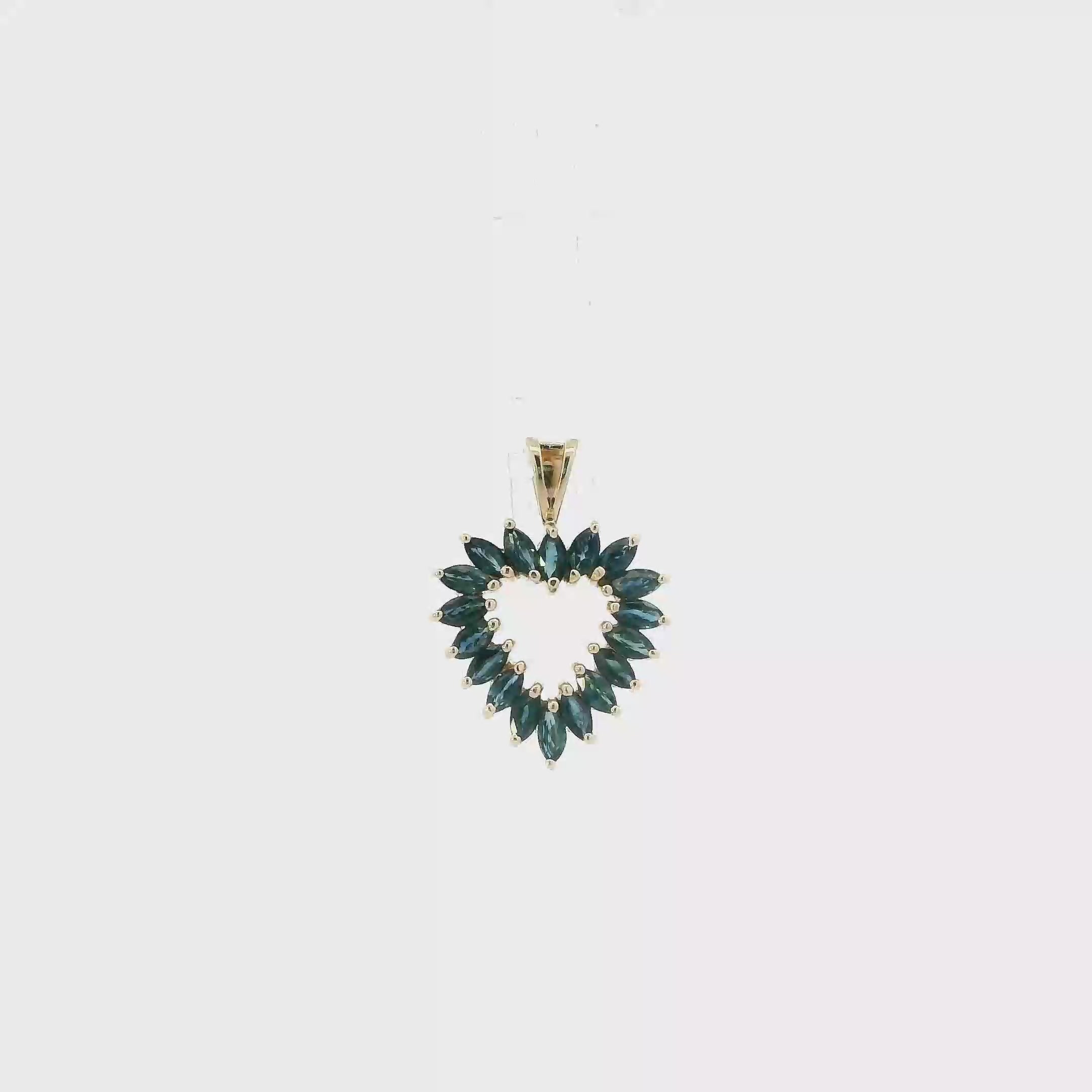 10K Yellow Gold Sapphire Heart Pendant