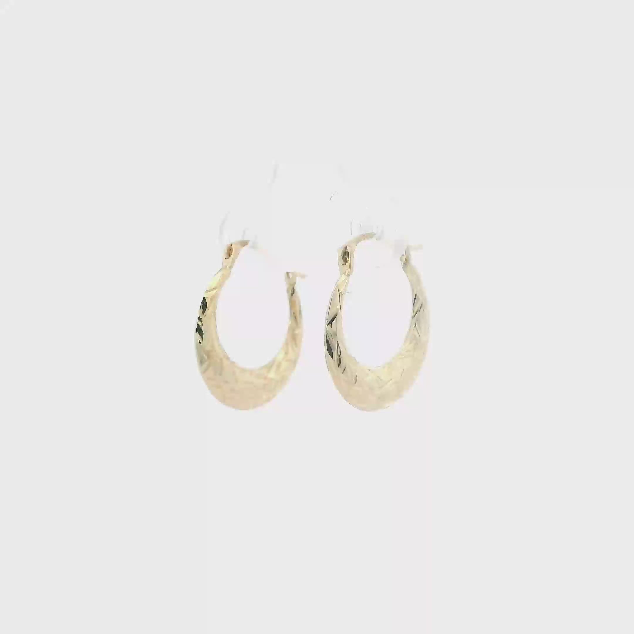 10K Yellow Gold Diamond Cut Hoop Earrings