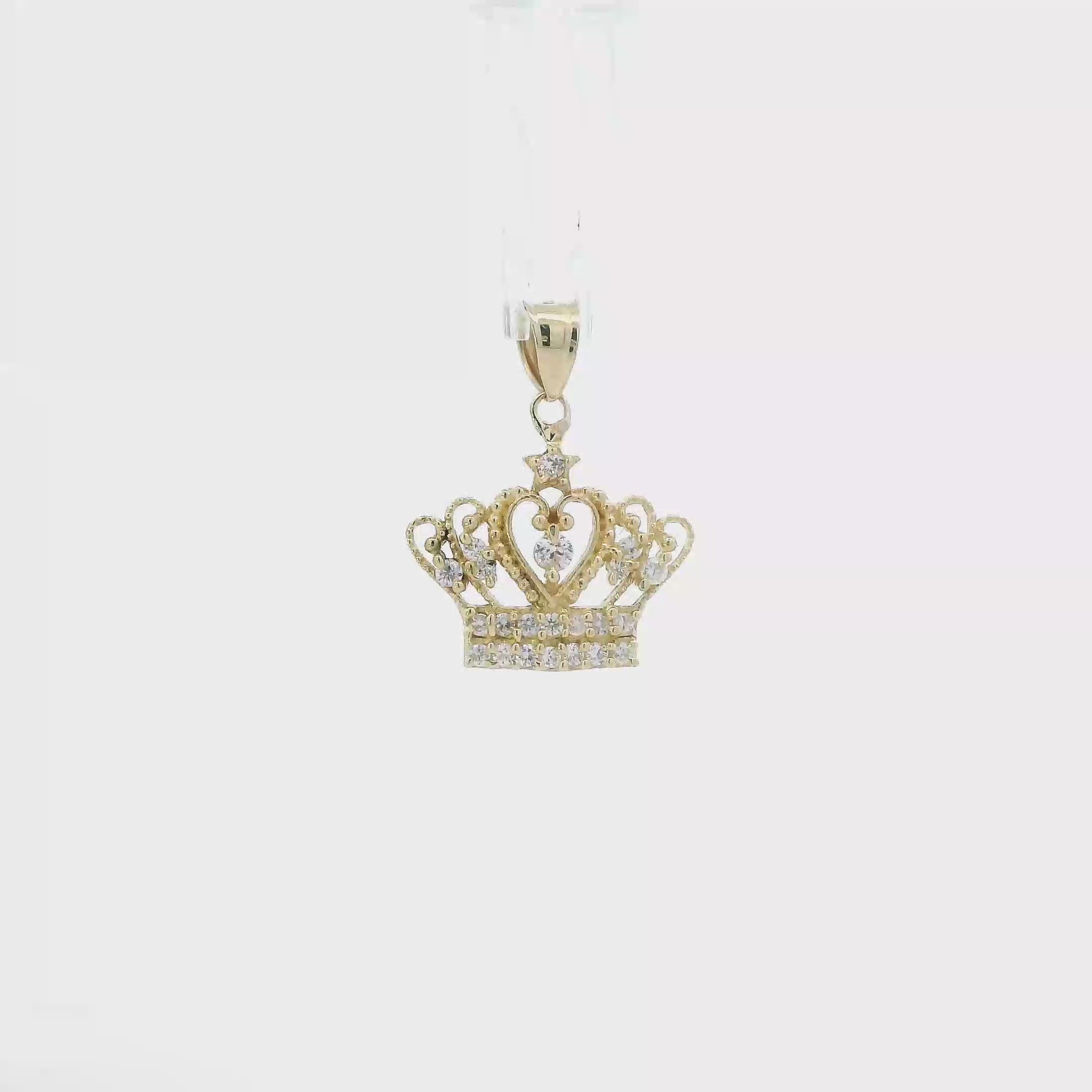 10K Yellow Gold Cz Crown Pendant