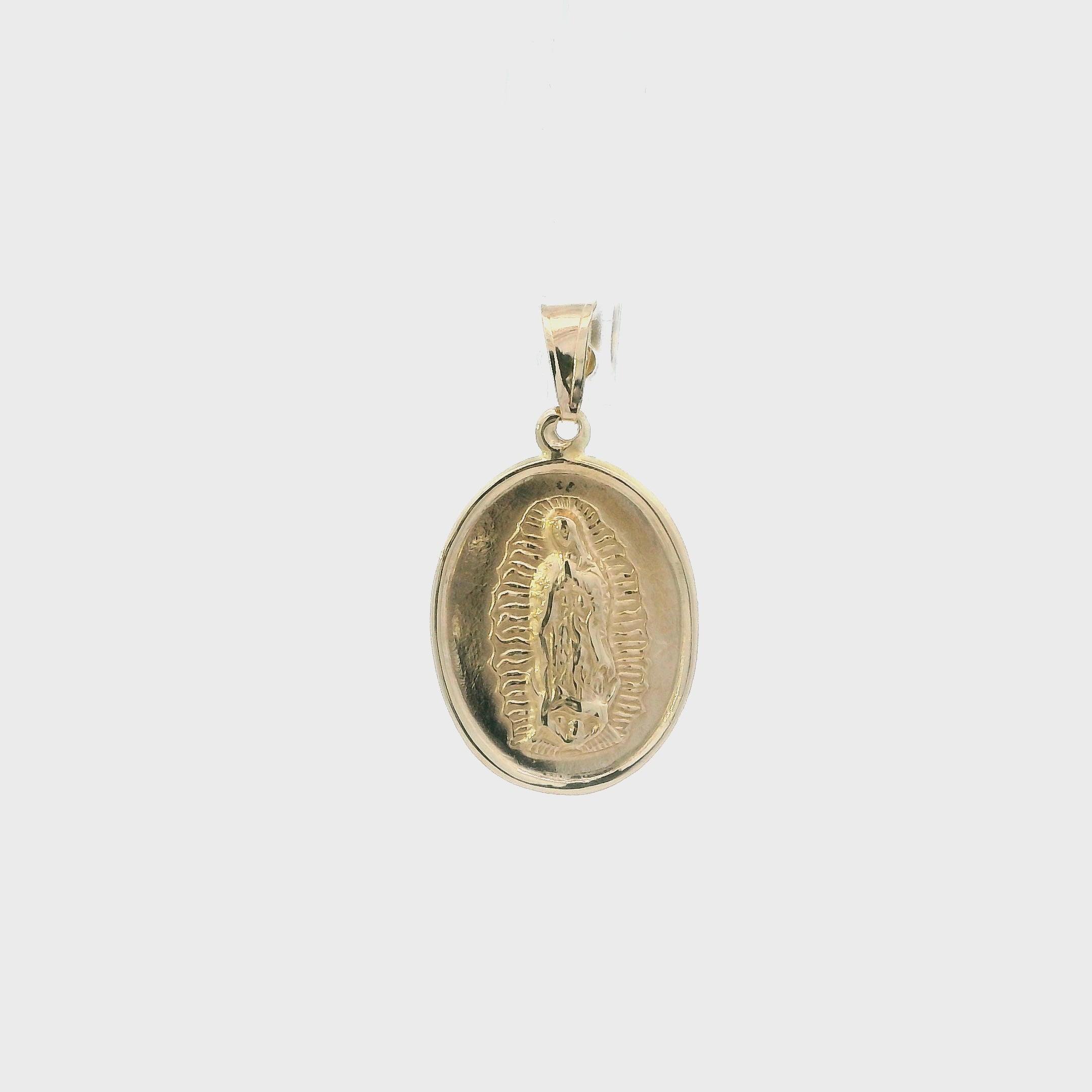 14K Yellow Gold Oval Double Sided Religious Pendant