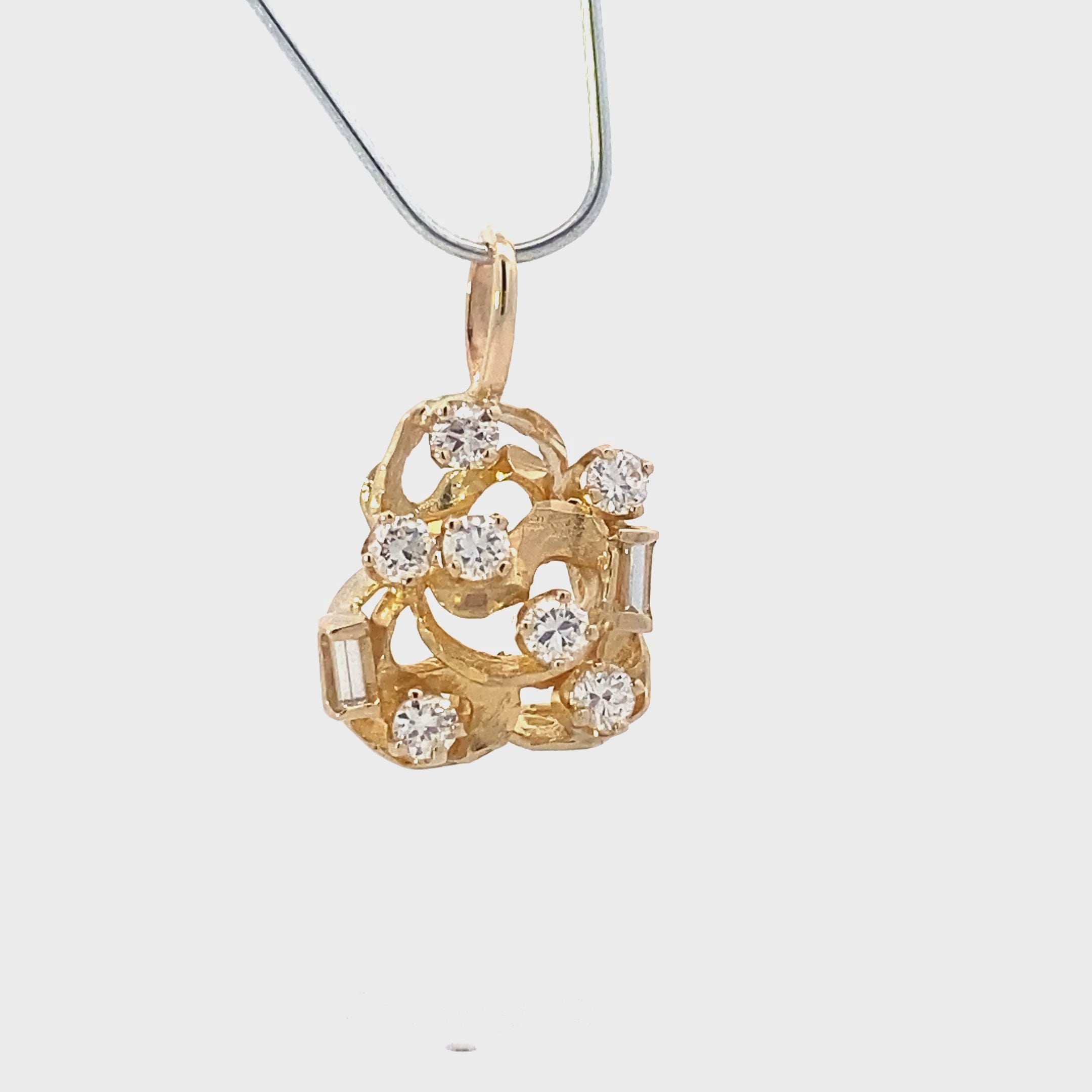 14K Yellow Gold Diamond Nugget Pendant -0.64ct