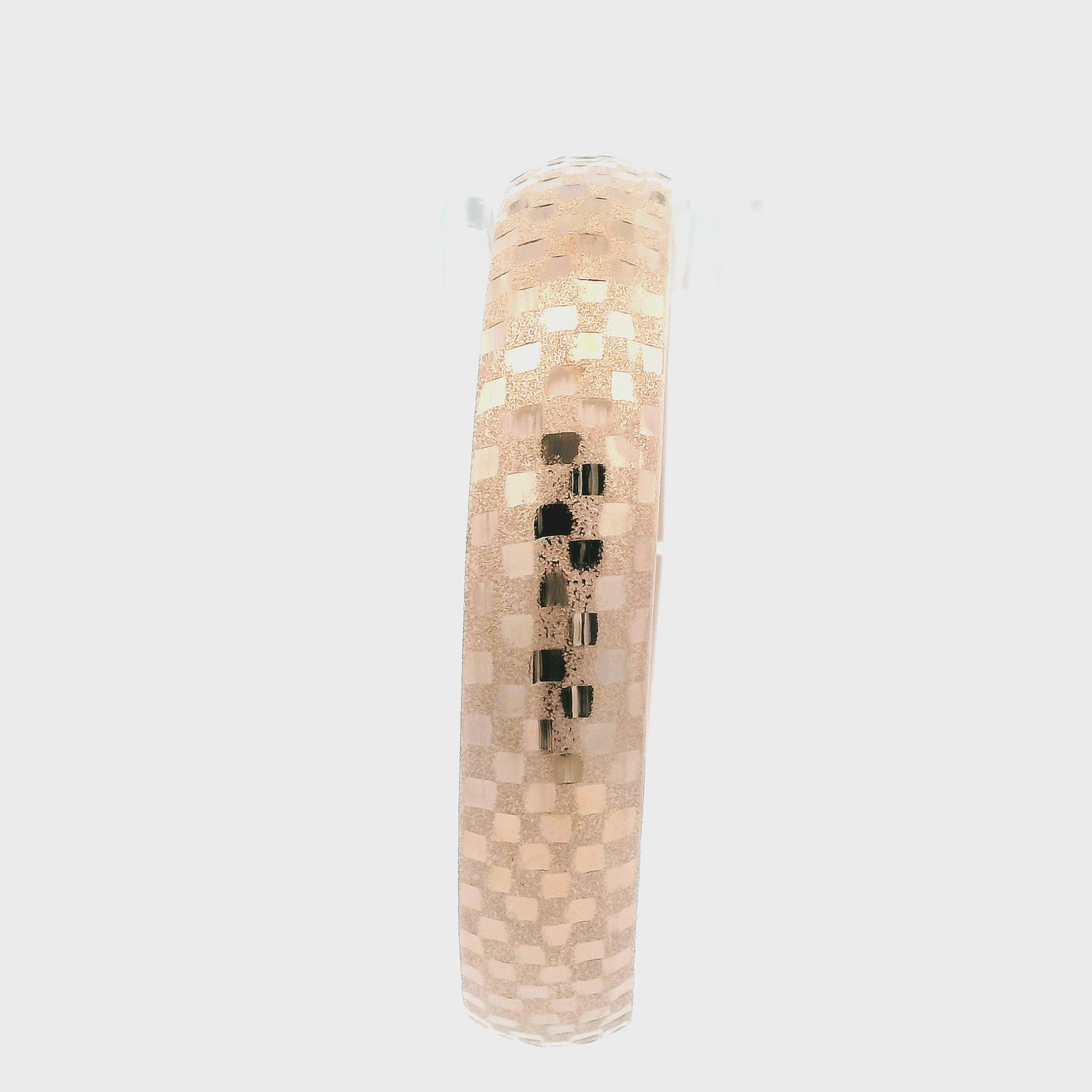 14K Rose Gold Diamond Cut Square Design Bangle Bracelet