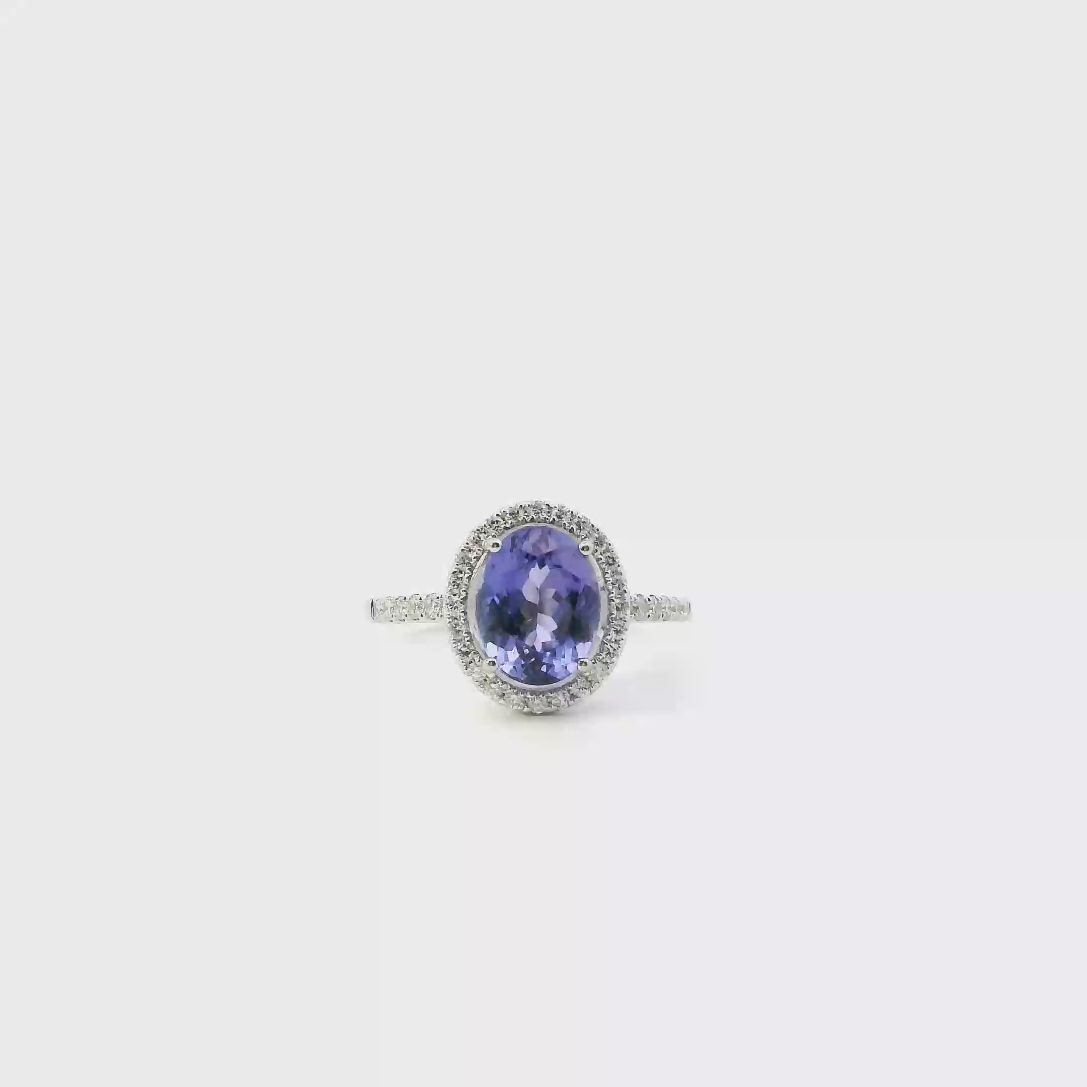 14K White Gold Tanzanite & Diamond Women's Ring -0.22ct