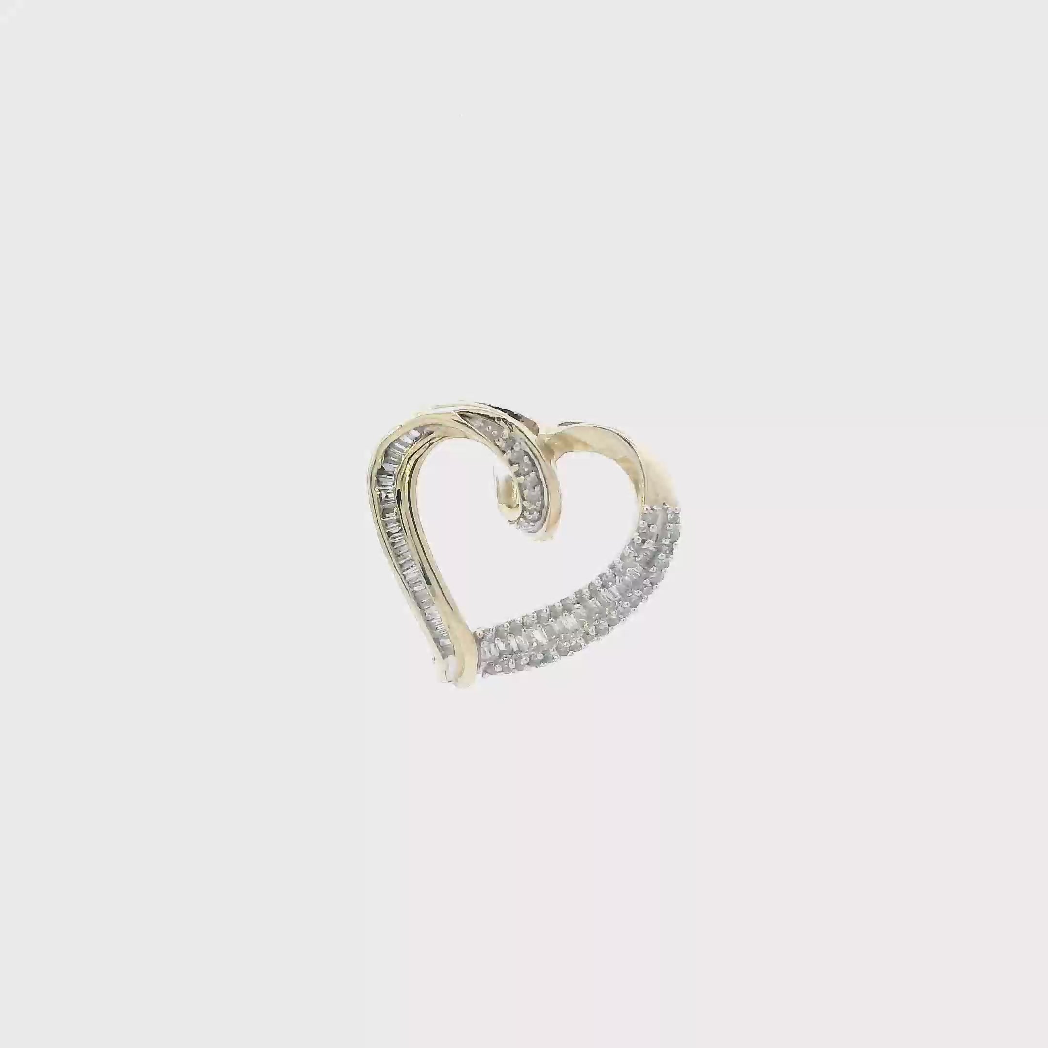 10K Yellow & White Gold Diamonds Heart Pendant - 0.41ct