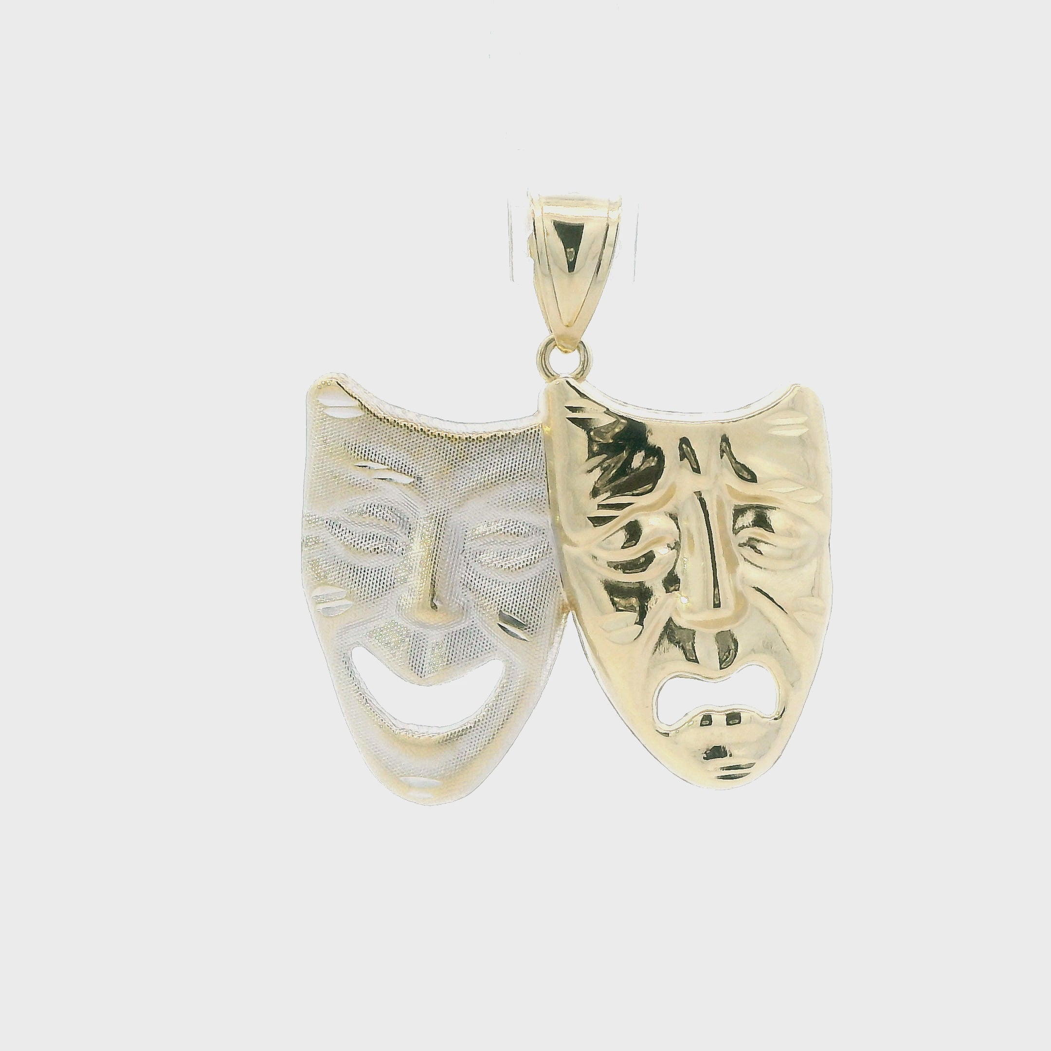 10K Yellow & White Gold Comedy & Tragedy Mask Pendant
