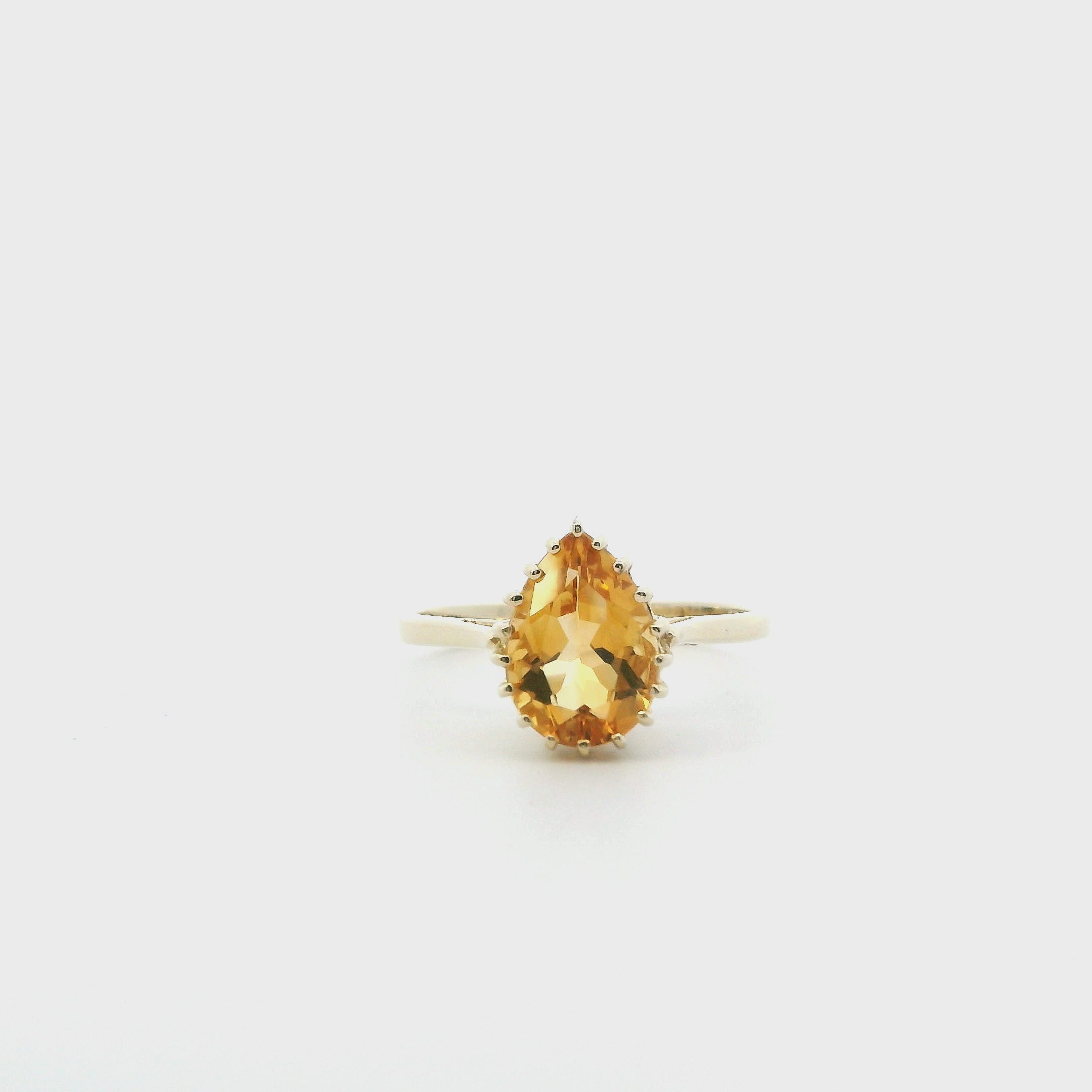 10K Yellow Gold Pear Citrine Womens Ring