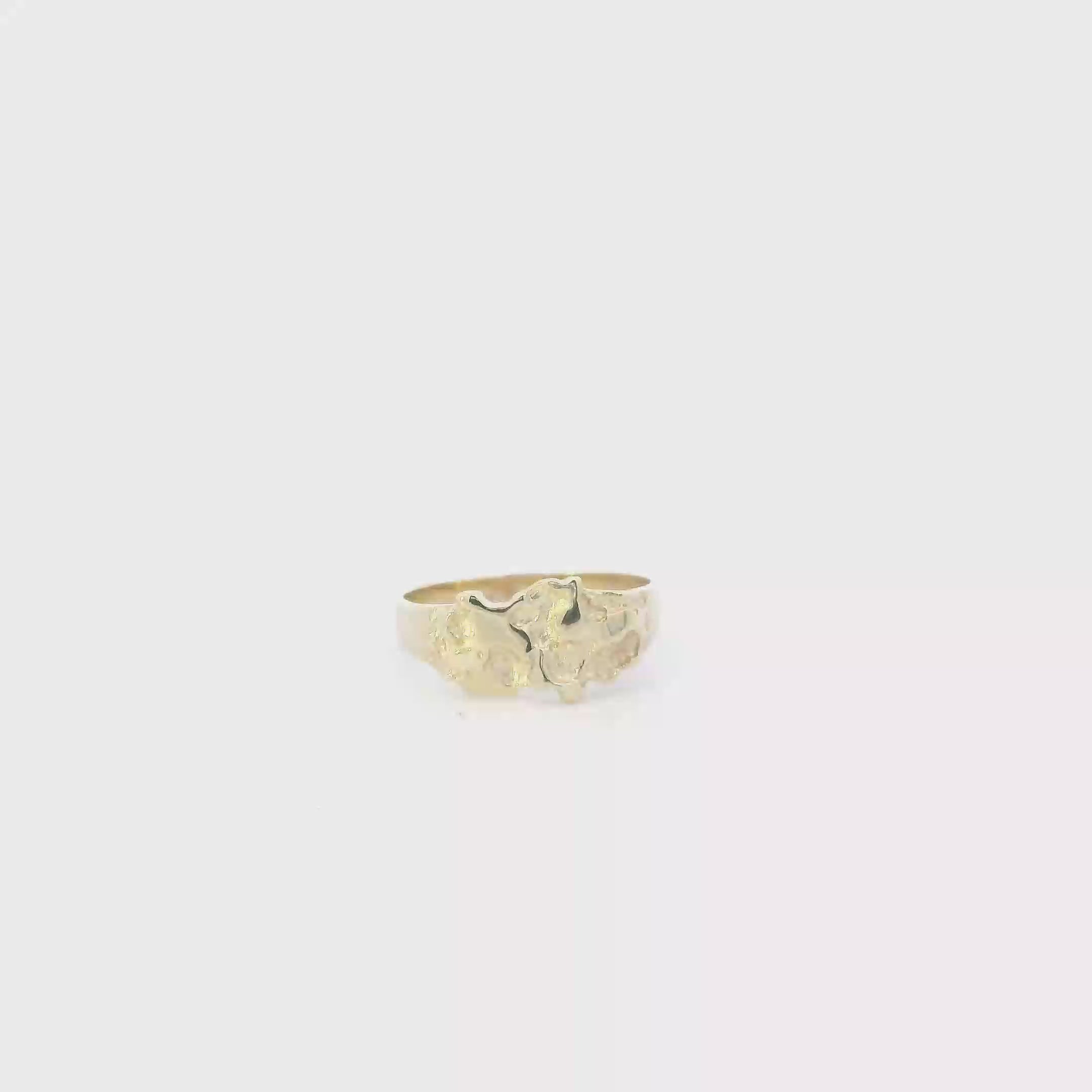 14K Yellow Gold Nugget Womens Ring