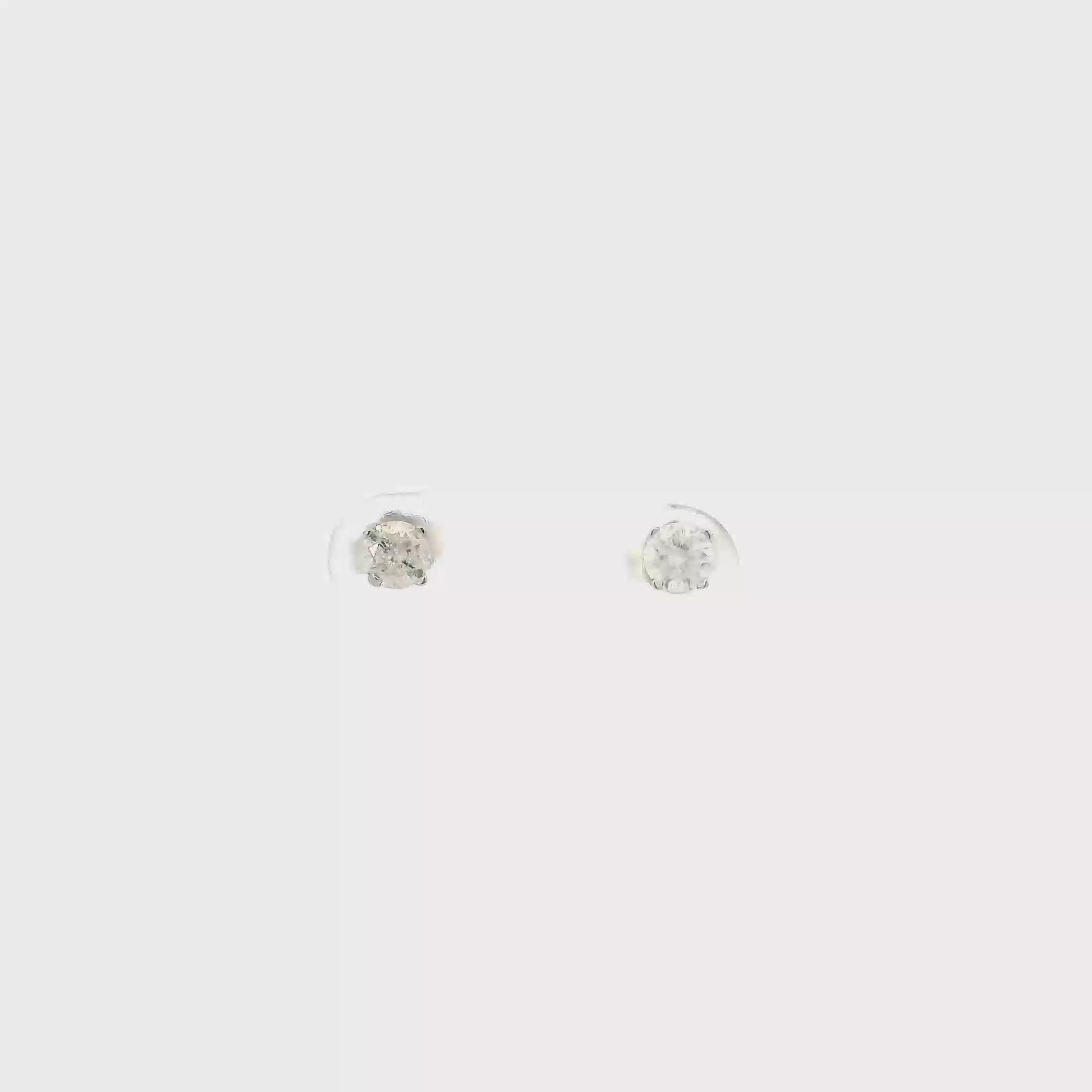 14K White Gold Solitaire Diamond Earrings - 0.50ct