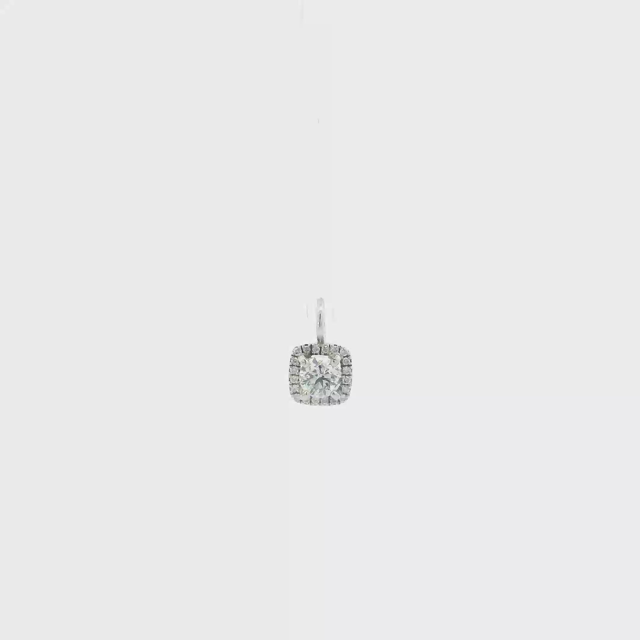 14K White Gold Diamonds Square Pendant - 0.47ct