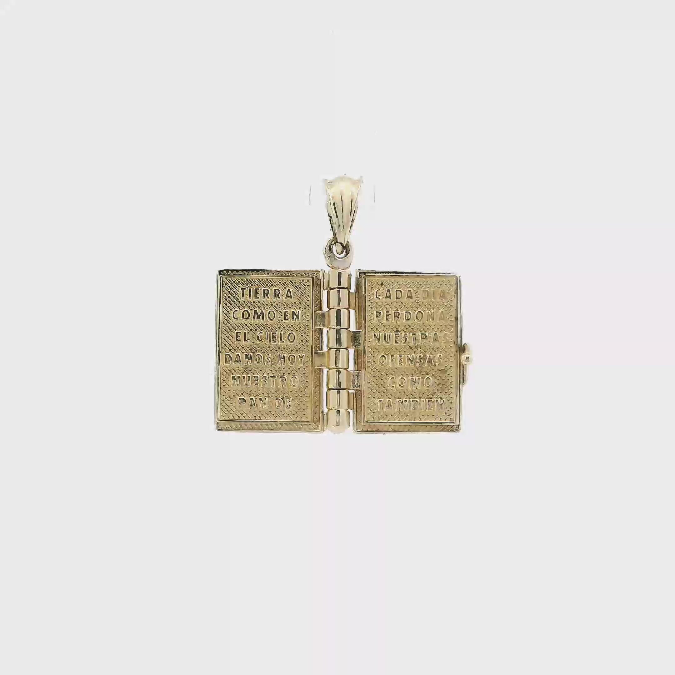 14K Yellow Gold Bible With Verses Pendant