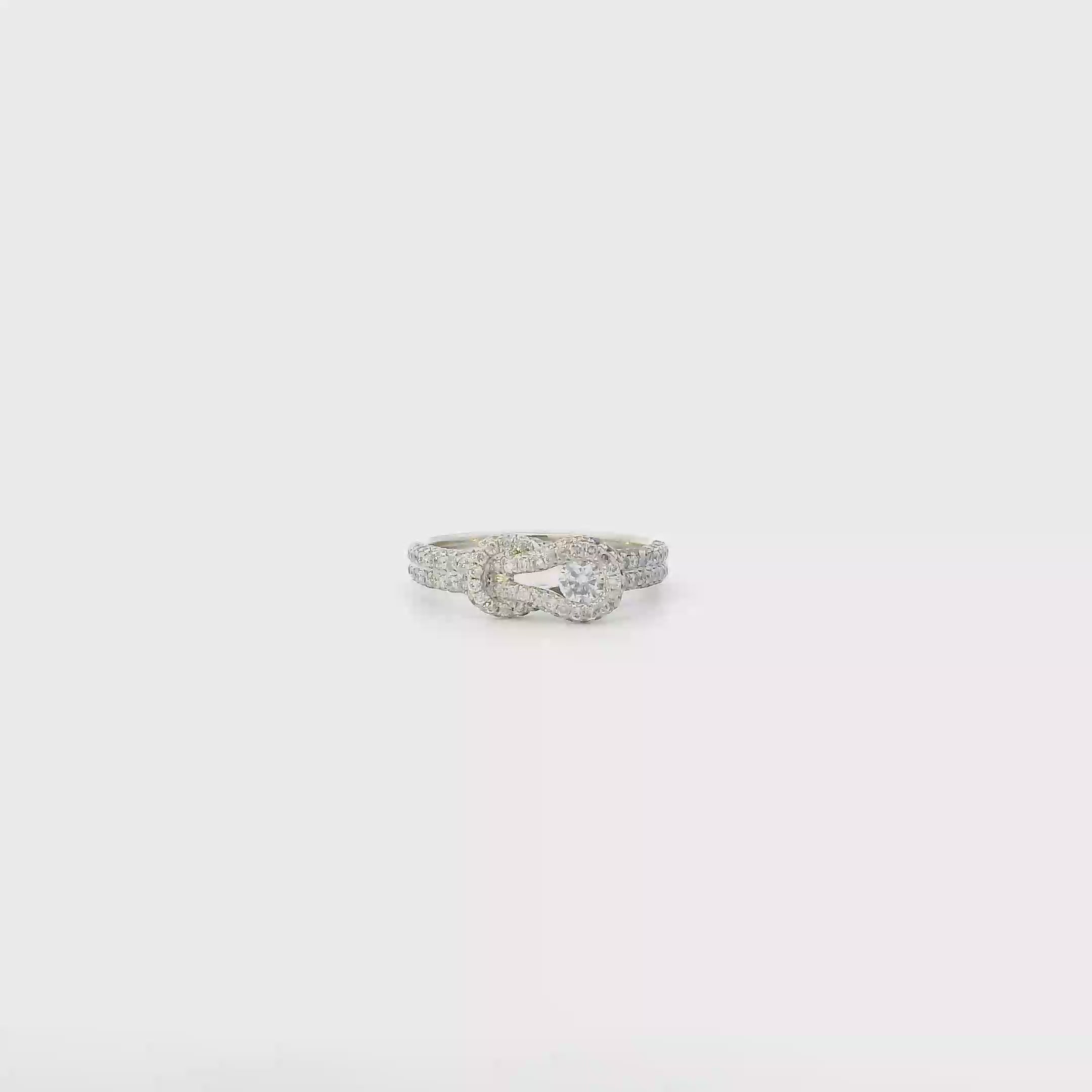 14K White Gold Diamond Knot Ring - 0.72ct