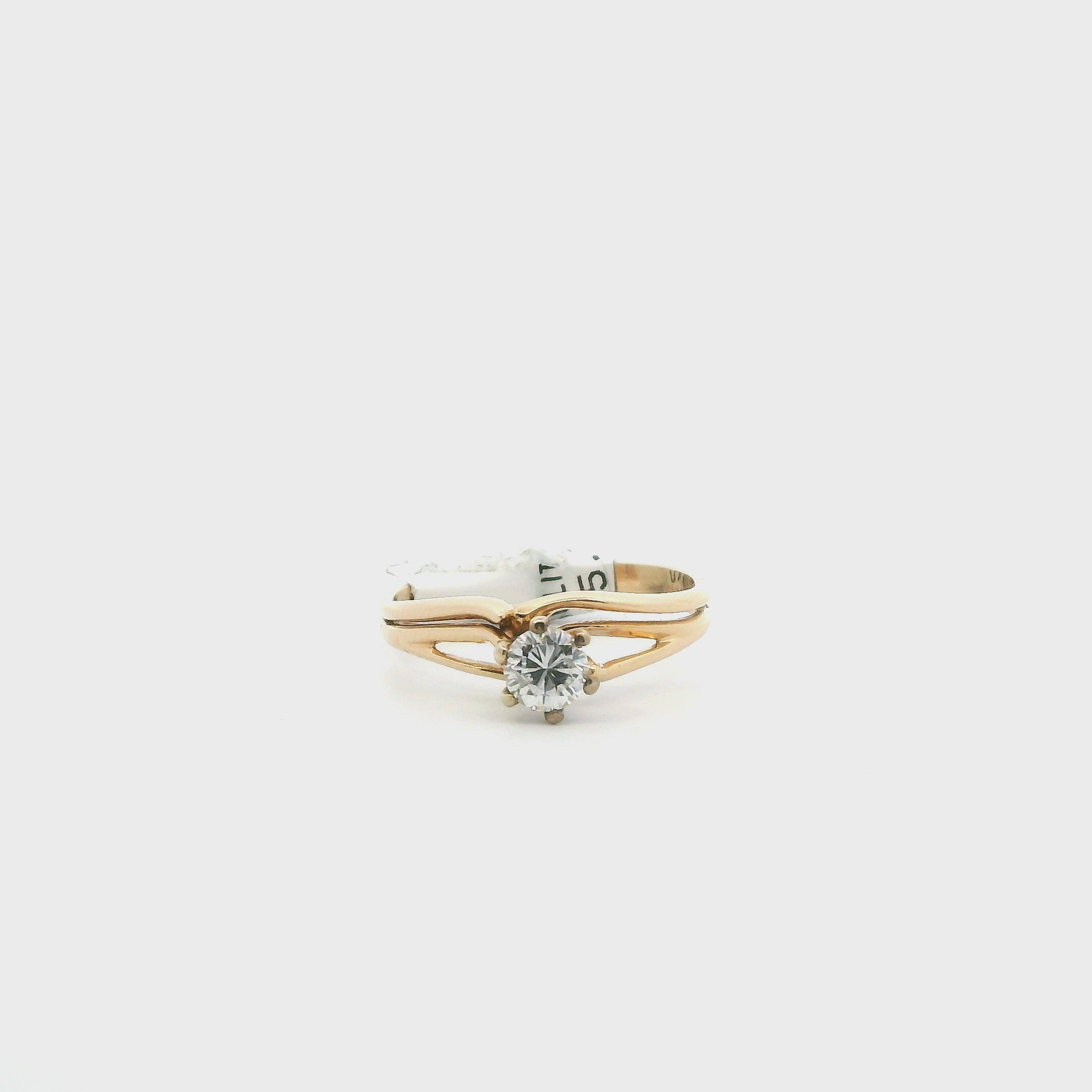 14K Yellow & White Gold Solitaire Diamond Women's Ring -0.30ct