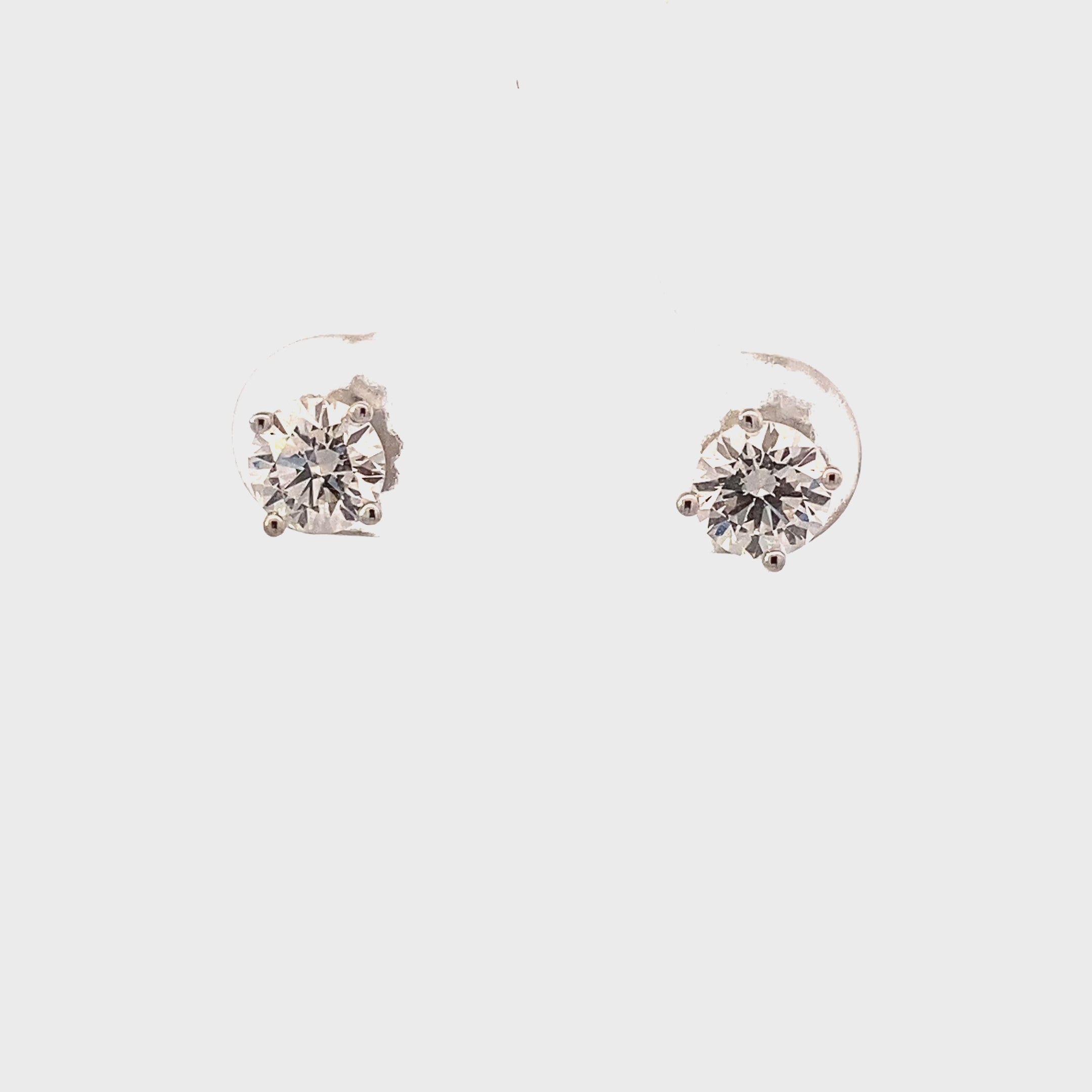 14K White Gold Lab Grown Diamond Solitaire Earrings - 1.06ct