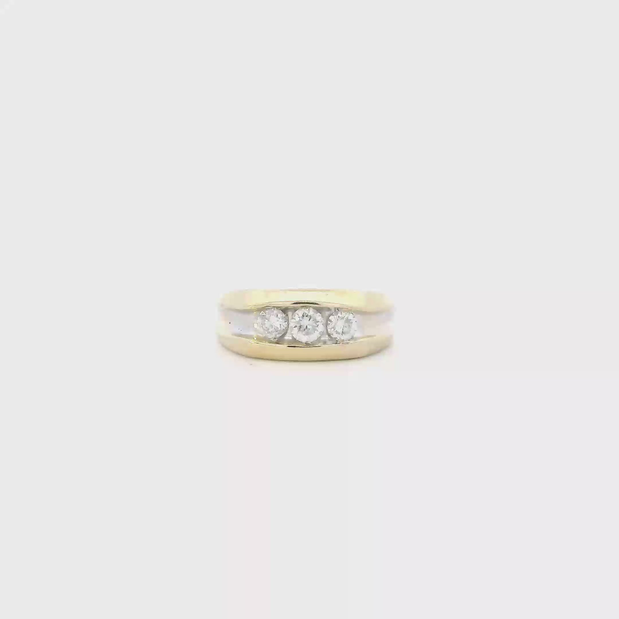 14K Yellow Gold Diamond Mens Ring - 0.65ct