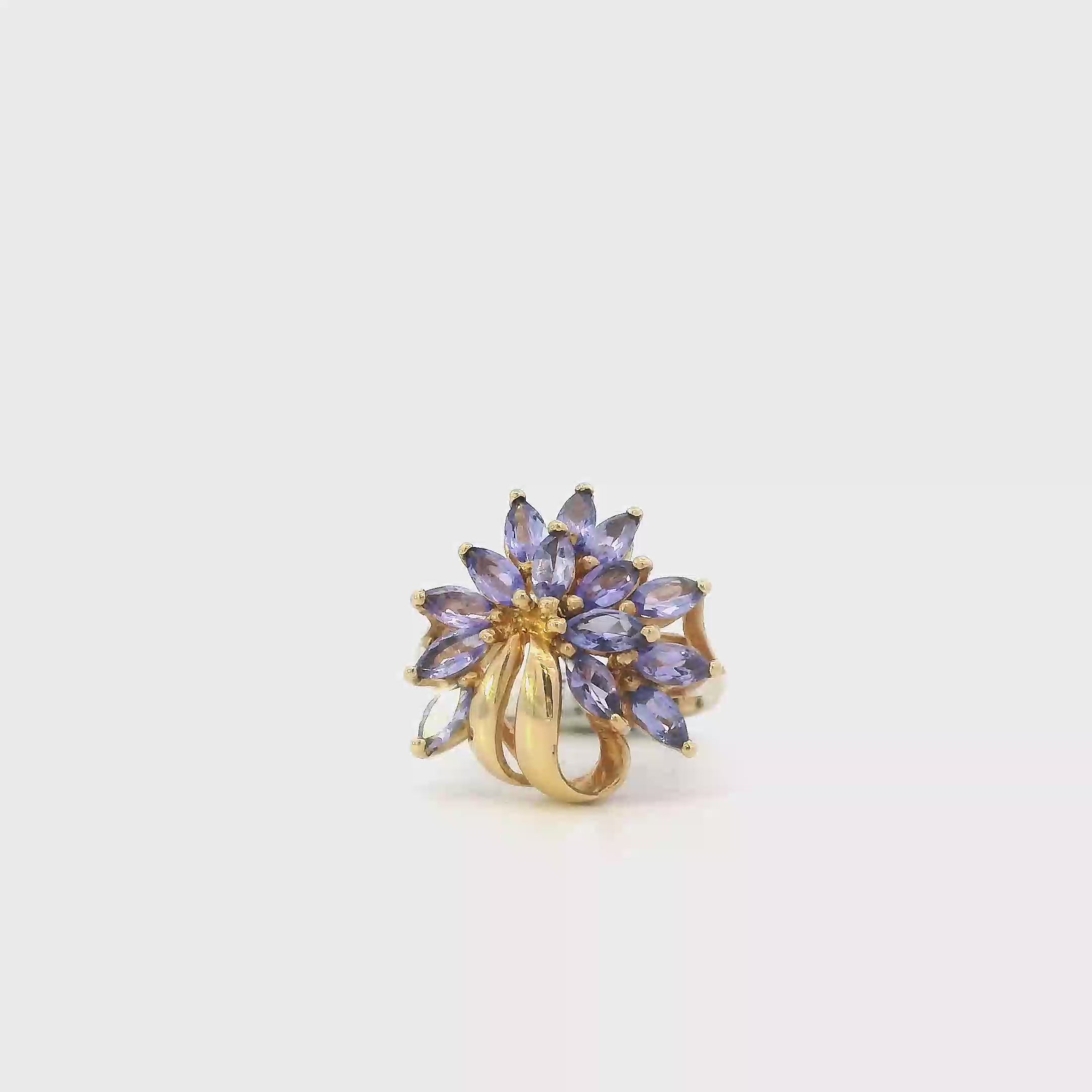 14K Yellow Gold Marquise Tanzanite Women's Ring