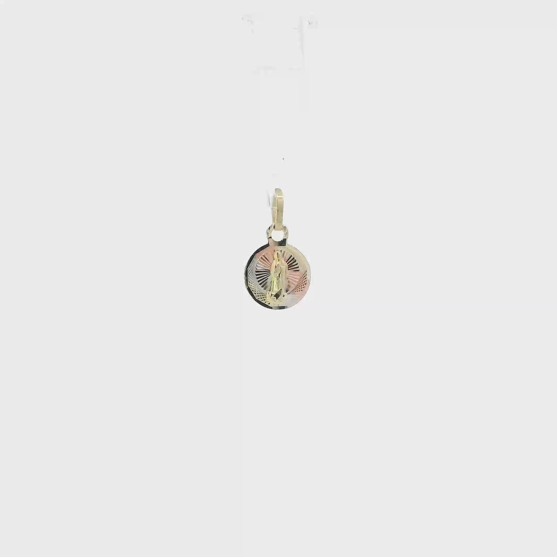 10K Tri Color Gold Round Religious Pendant