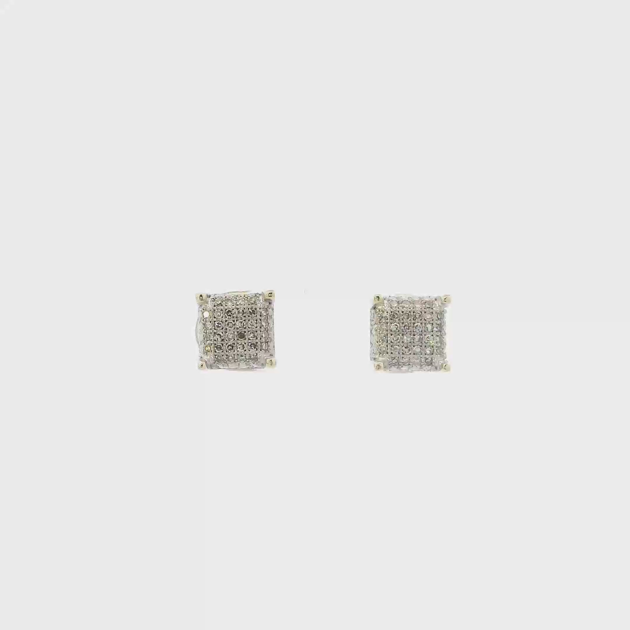 10K Yellow Gold Diamonds Screwback Earrings