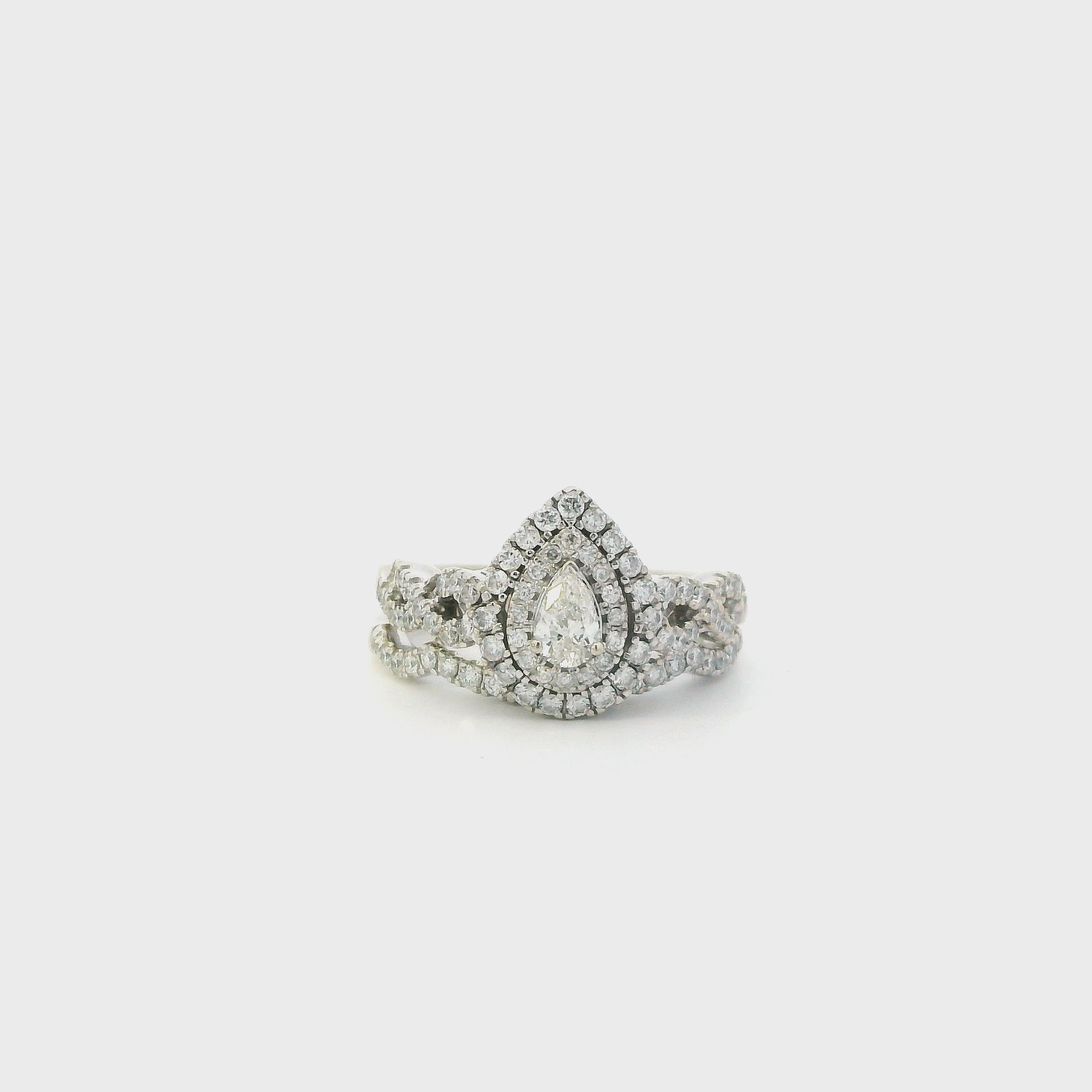 14K White Gold Diamond Engagement & Wedding Ring Set - 0.80ct