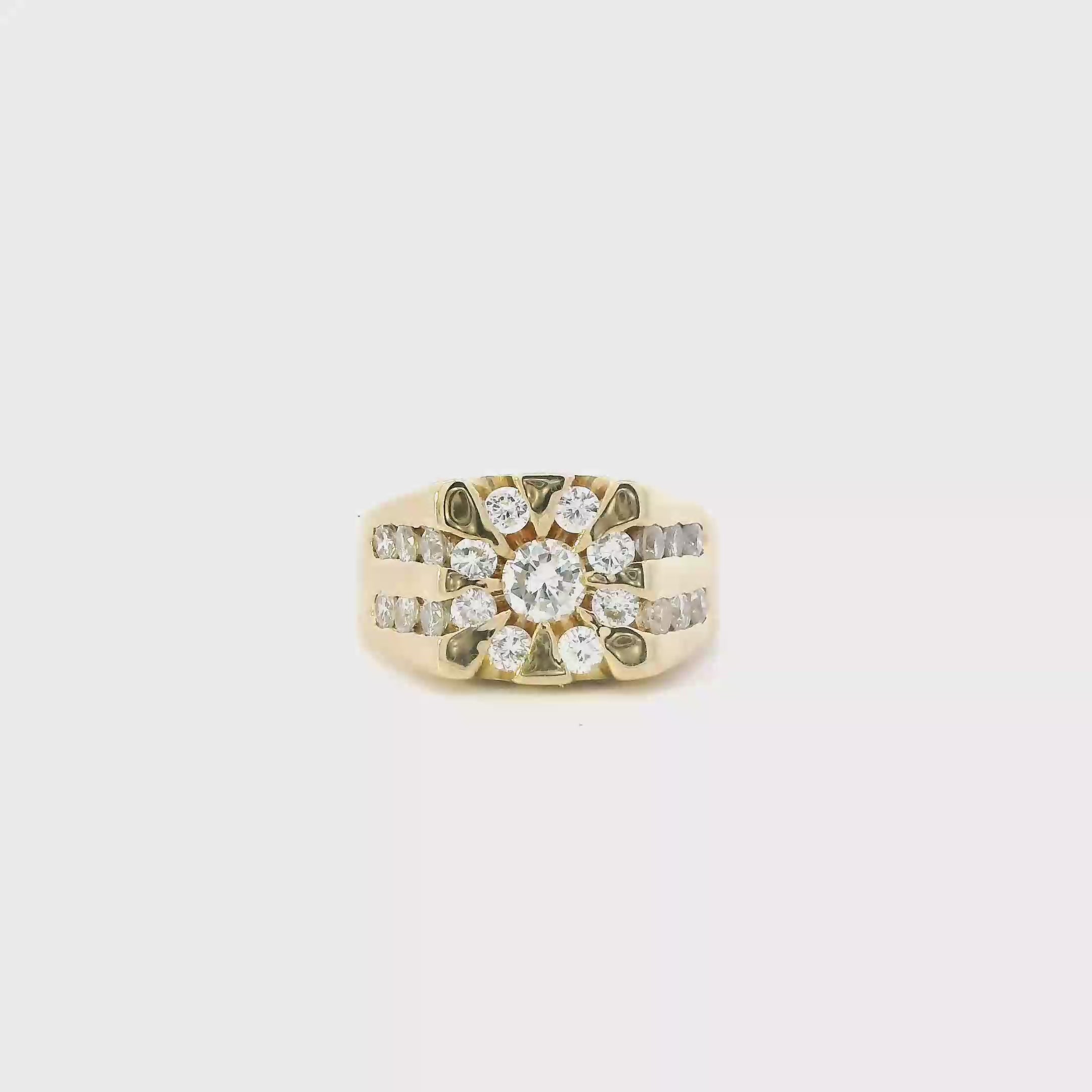 14K Yellow Gold Diamond Mens Ring - 2.48ct