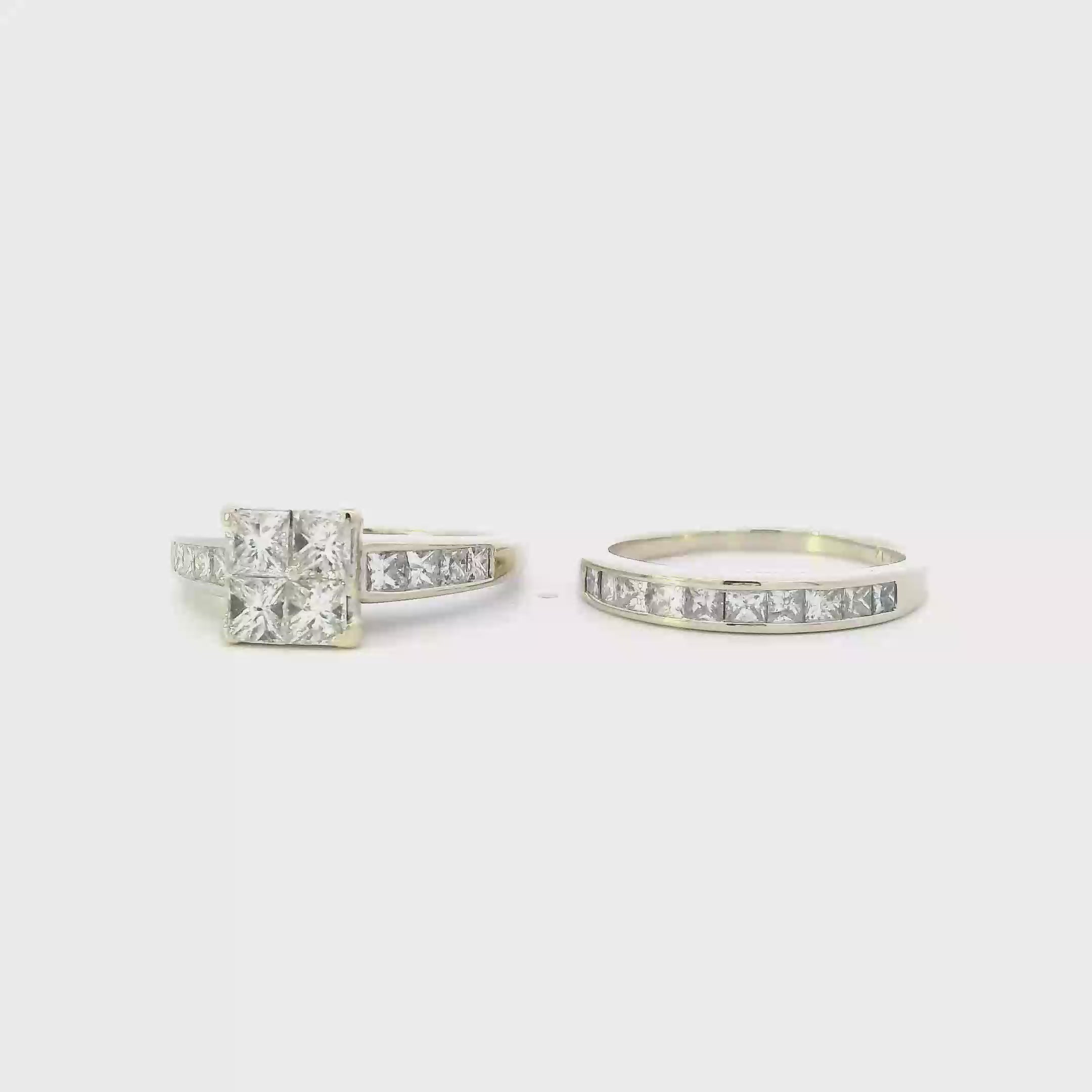 14K White Gold Diamond Womens engagement & Wedding Ring Set - 2.80ct