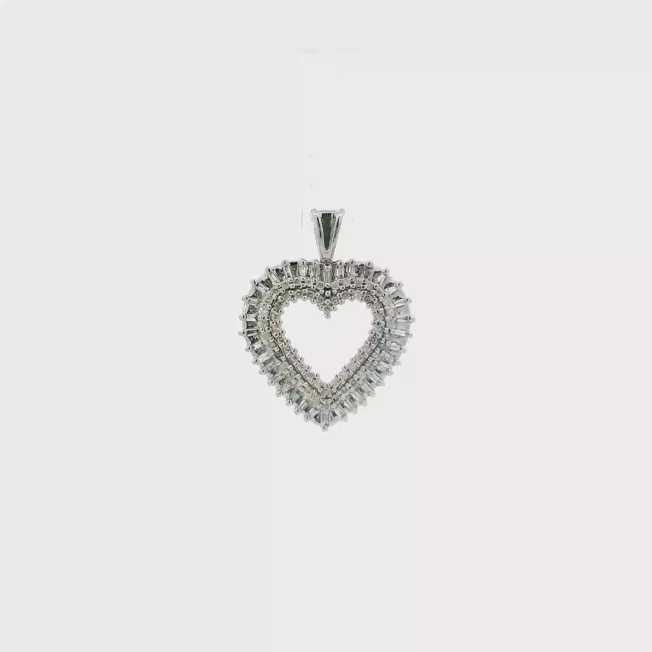 10K White Gold Diamond Heart Pendant - 0.30ct