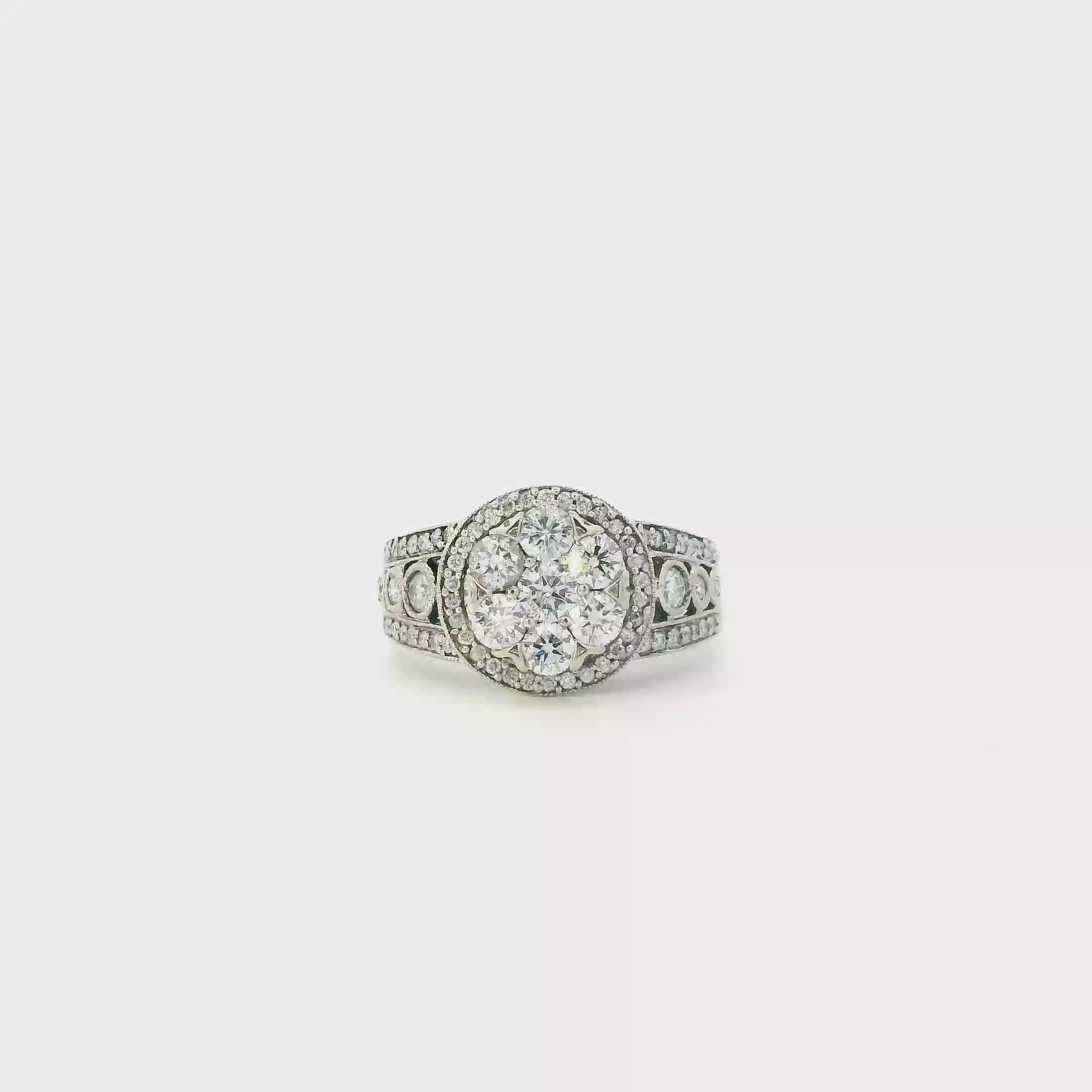 14K White Gold Diamond Womens Circle Ring - 1.67ct