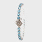 14K White Gold Blue Topaz Diamond Bracelet - 0.10ct