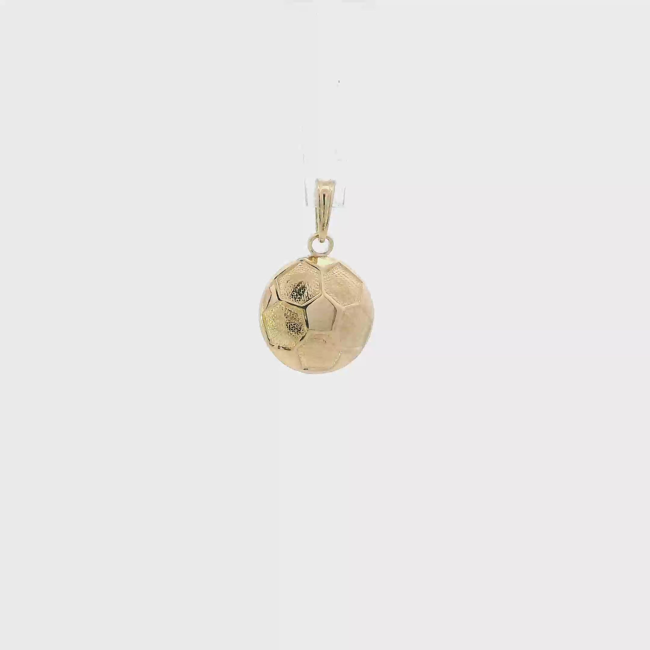 14K Yellow Gold Round Soccer Ball Pendant