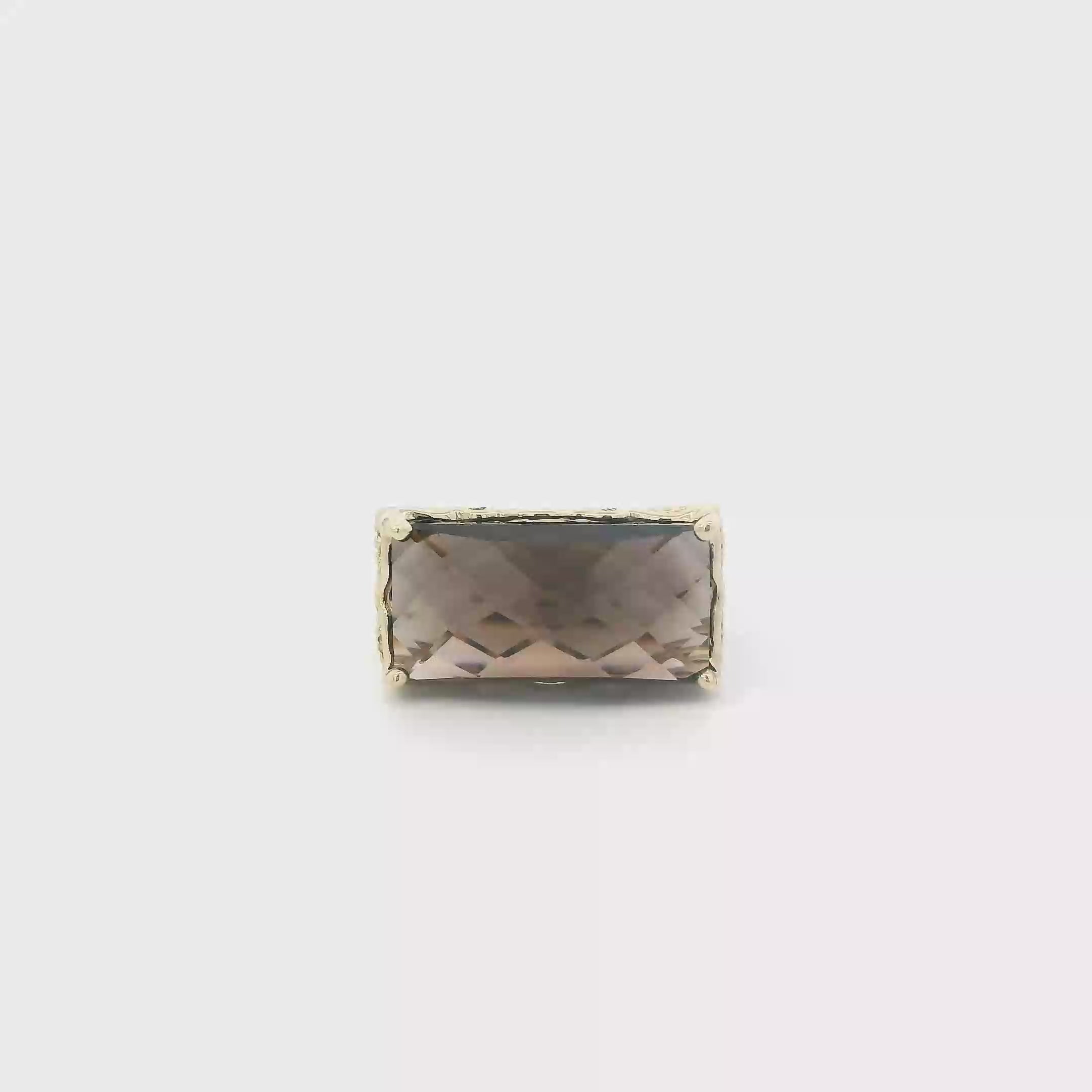 10K Yellow Gold Smokey Quartz Filigree Ring