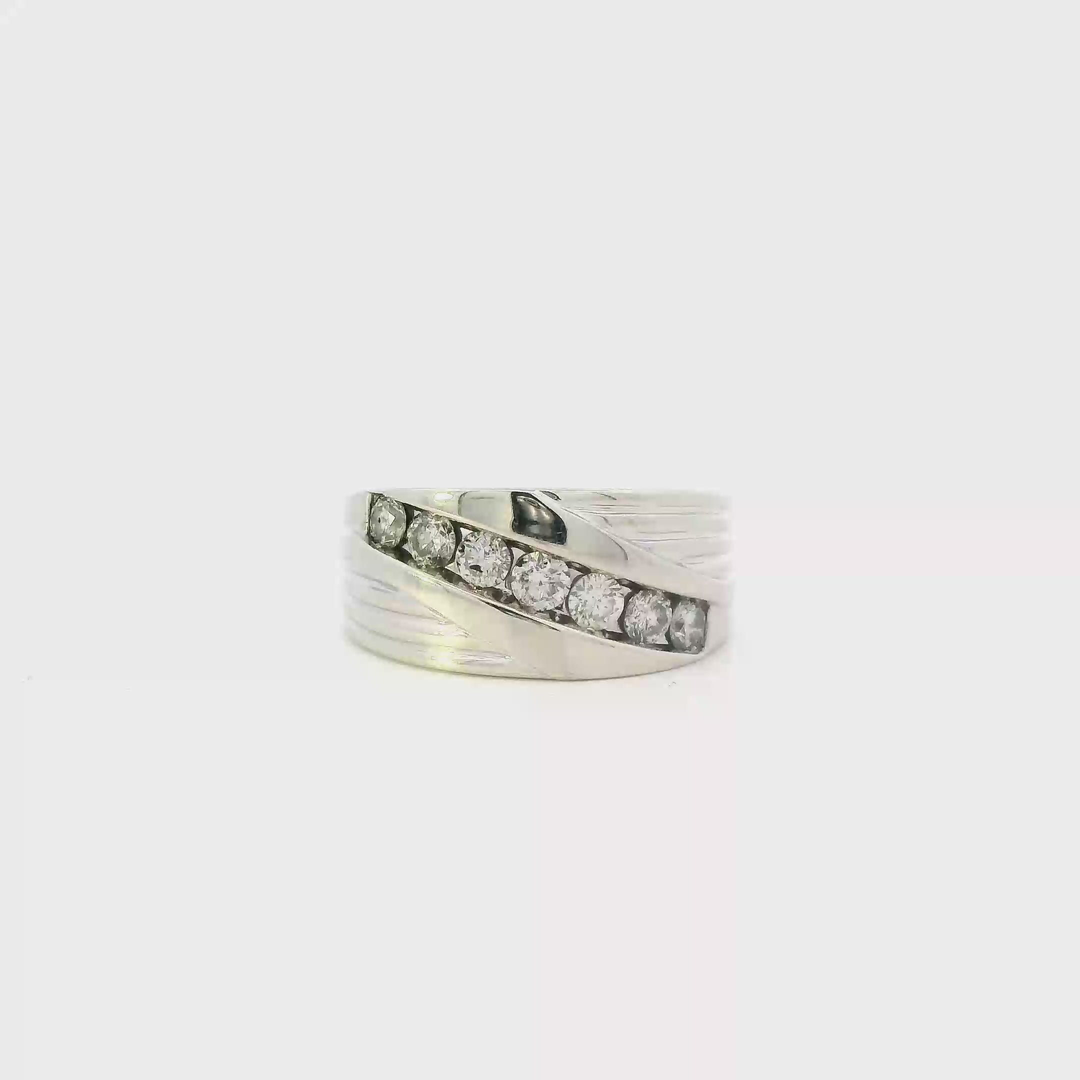 10K White Gold Diamond Men's Rings-0.84ct