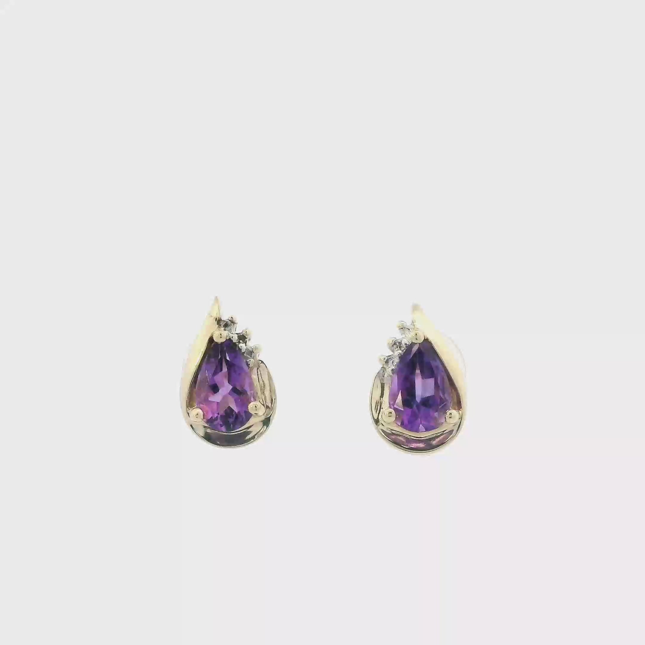 10K Yellow Gold Amethyst Earrings