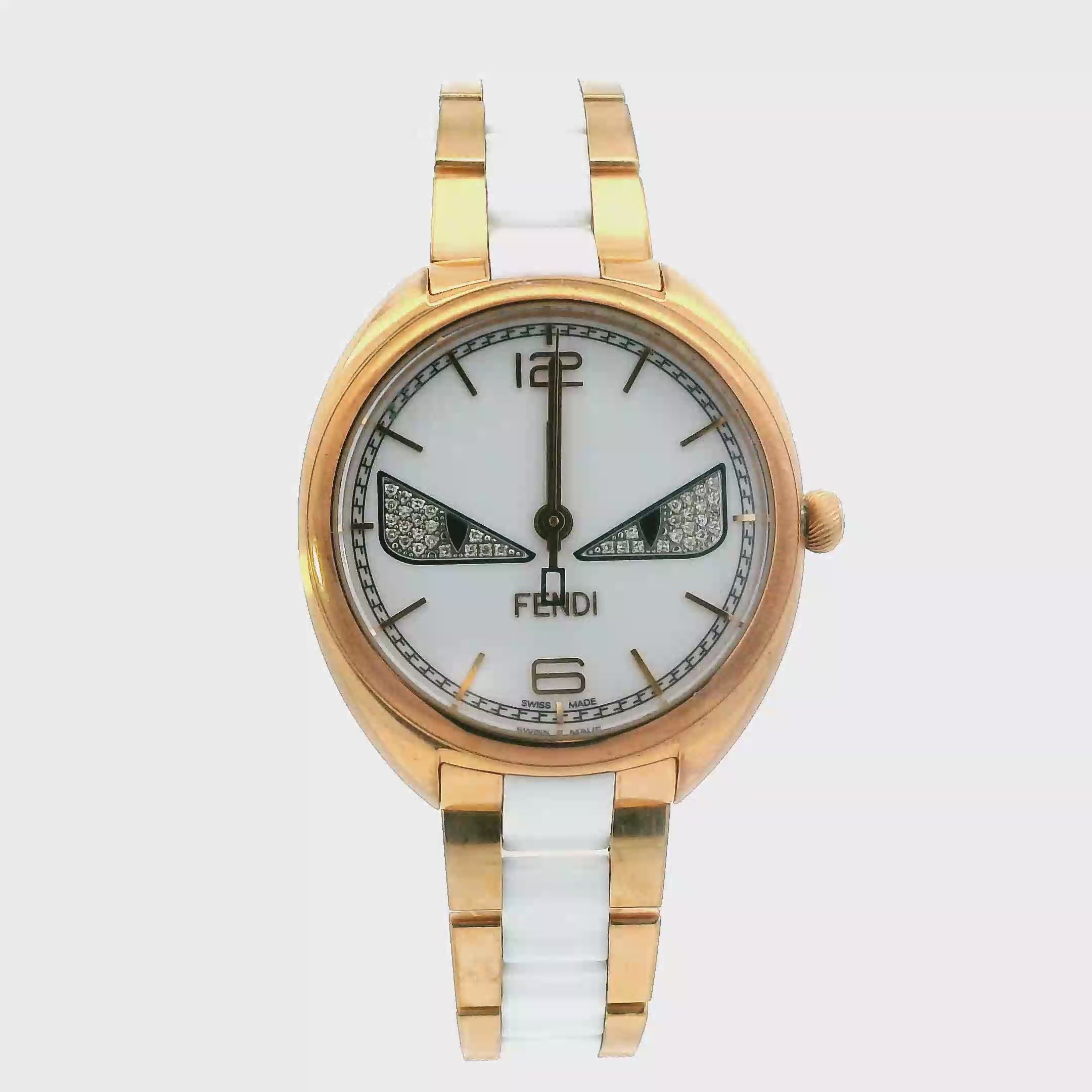 Fendi Momento Diamond Bug Ceramic Wristwatch