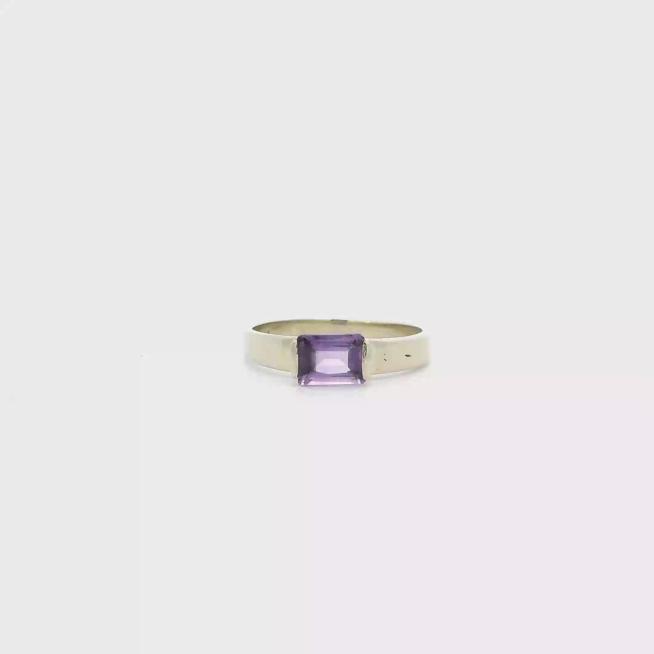 14K White Gold Amethyst Womens Ring