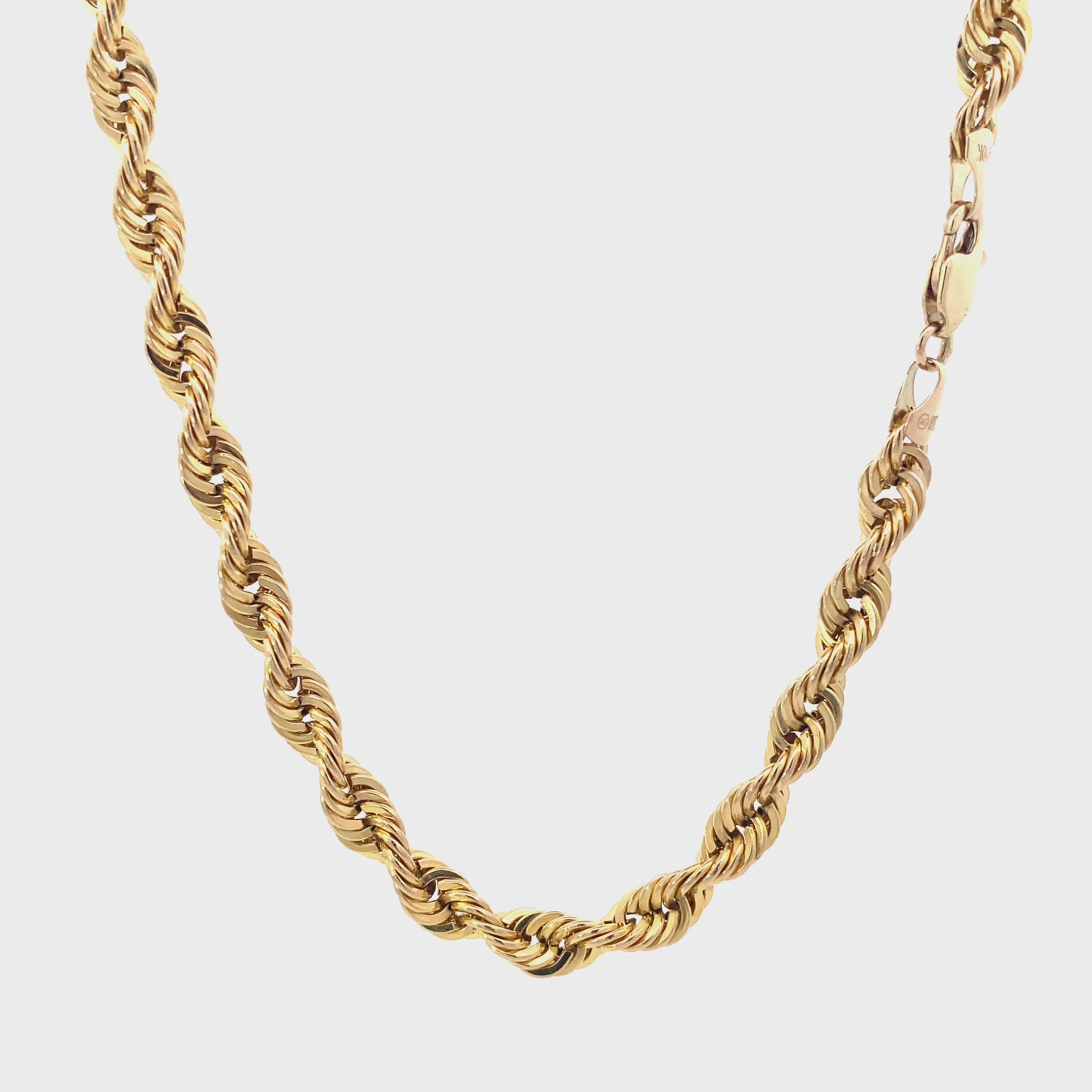 10K Yellow Gold Hollow Rope 24