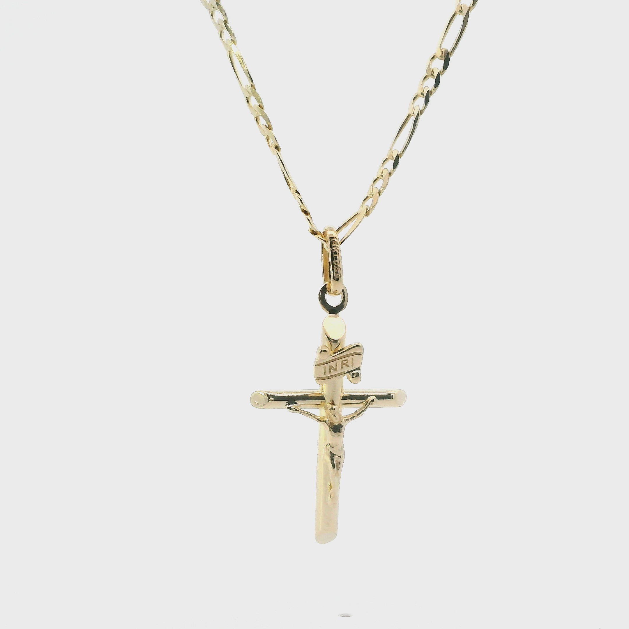 14K Yellow Gold Crucifix Pendant & 18