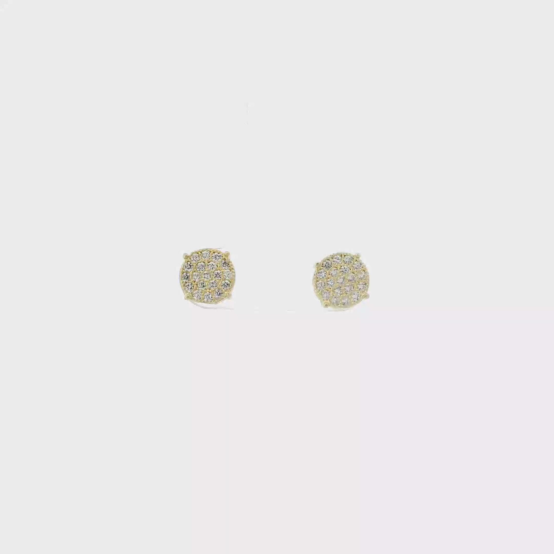 10K Yellow Gold Pave Stud Earrings