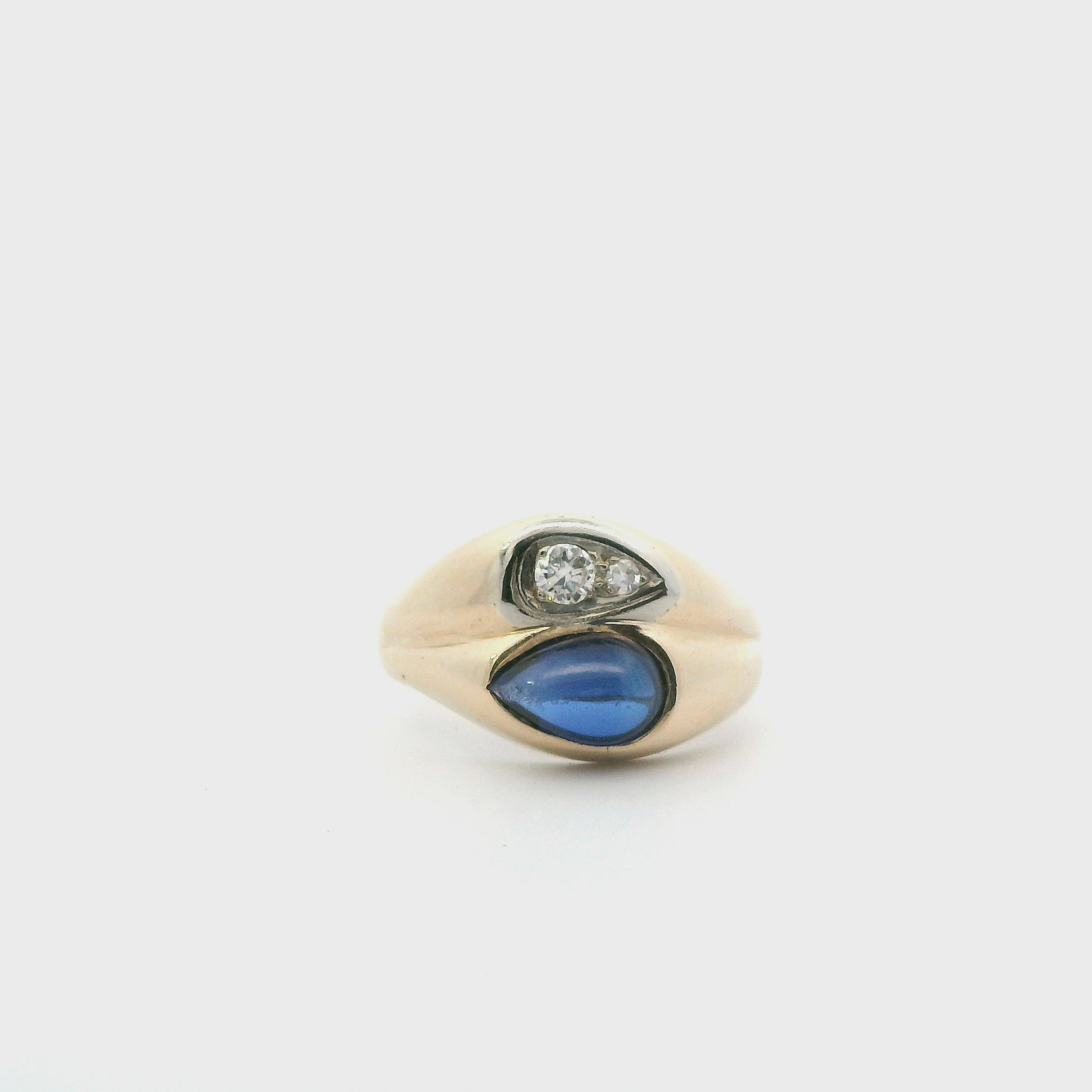 14K Yellow Gold Diamond & Sapphire Women's Ring - 0.12ct